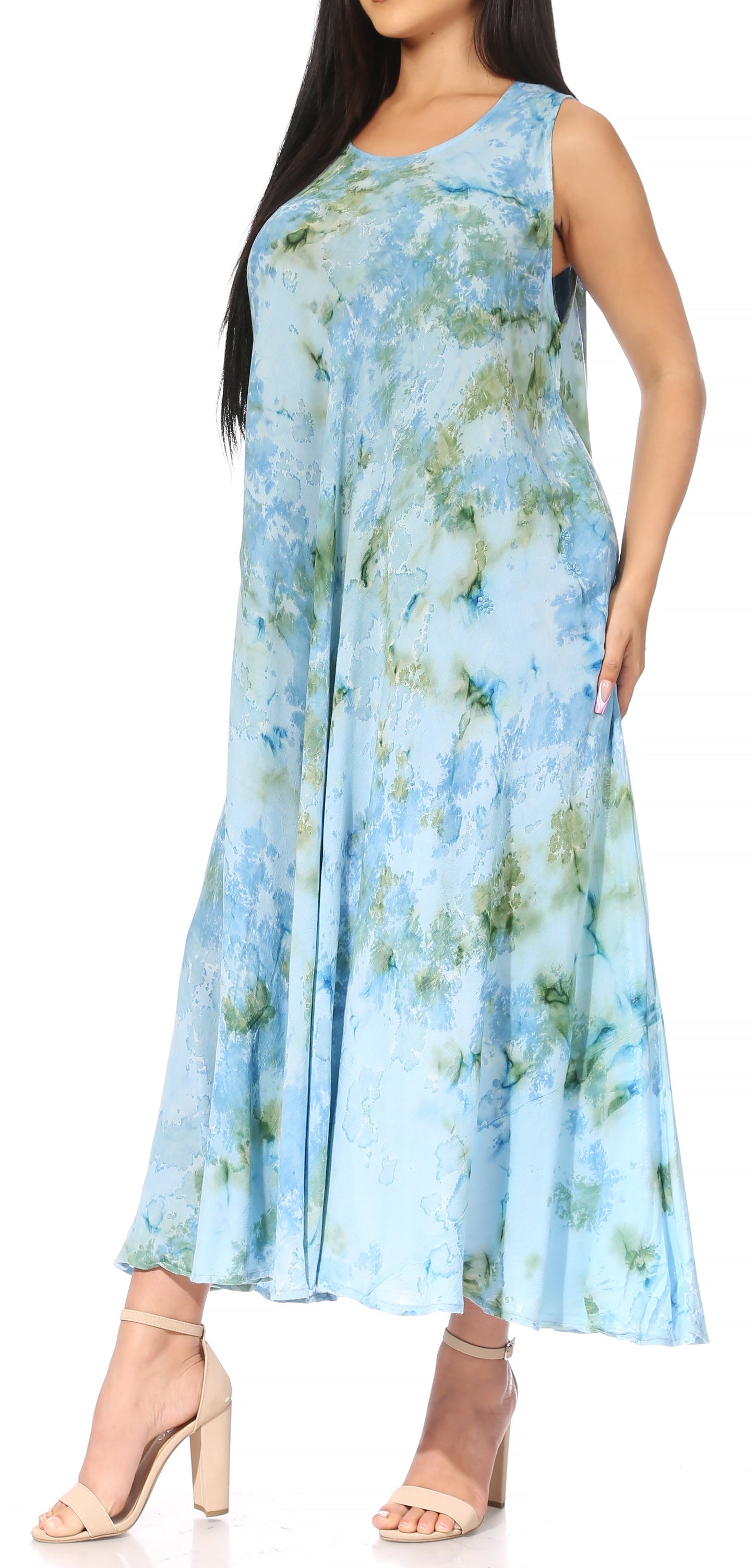 Sakkas Liza Women's Sleeveless Maxi Caftan Dress for Casual Summer Wear with Bohemian Flair and Handy Pockets - Concordia Style Boutique