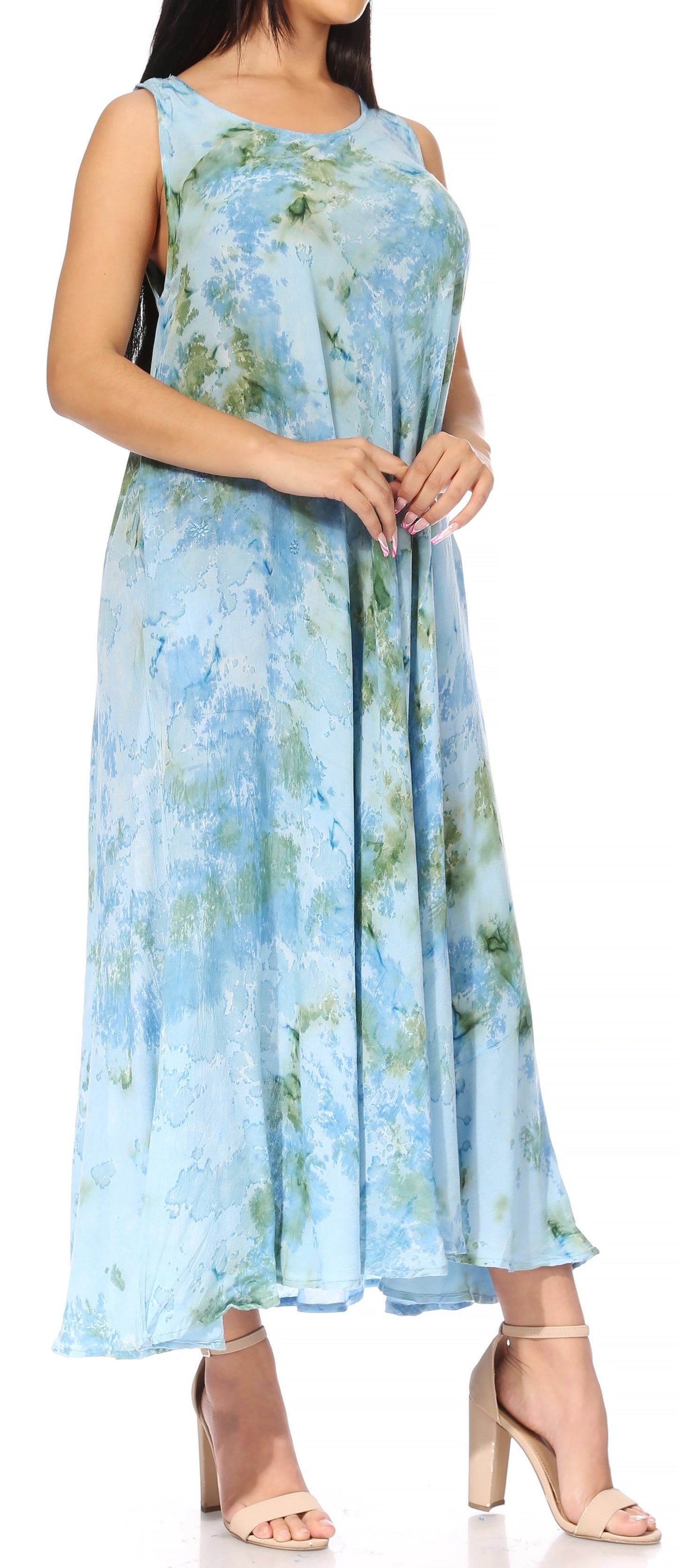 Sakkas Liza Women's Sleeveless Maxi Caftan Dress for Casual Summer Wear with Bohemian Flair and Handy Pockets - Concordia Style Boutique