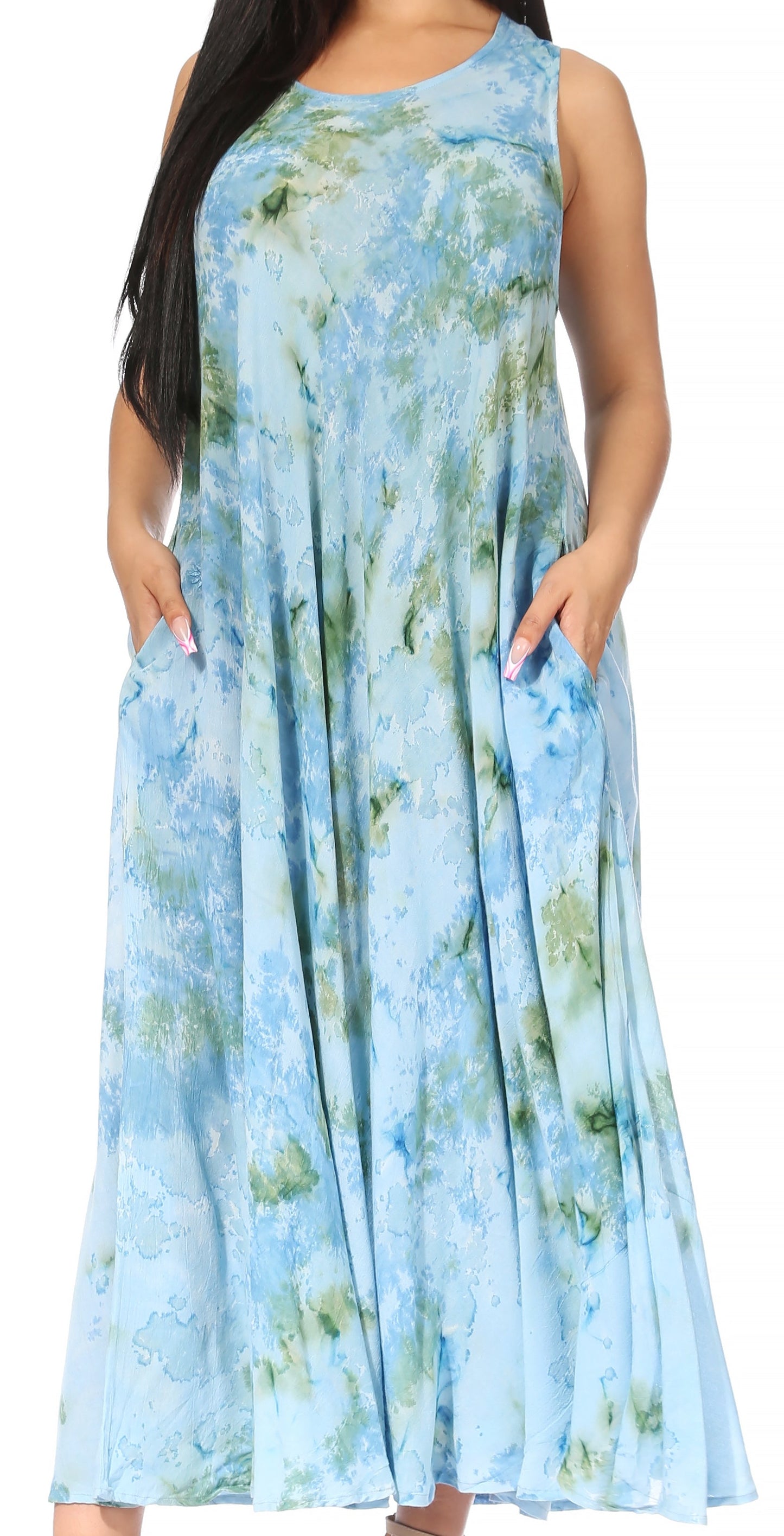 Sakkas Liza Women's Sleeveless Maxi Caftan Dress for Casual Summer Wear with Bohemian Flair and Handy Pockets - Concordia Style Boutique