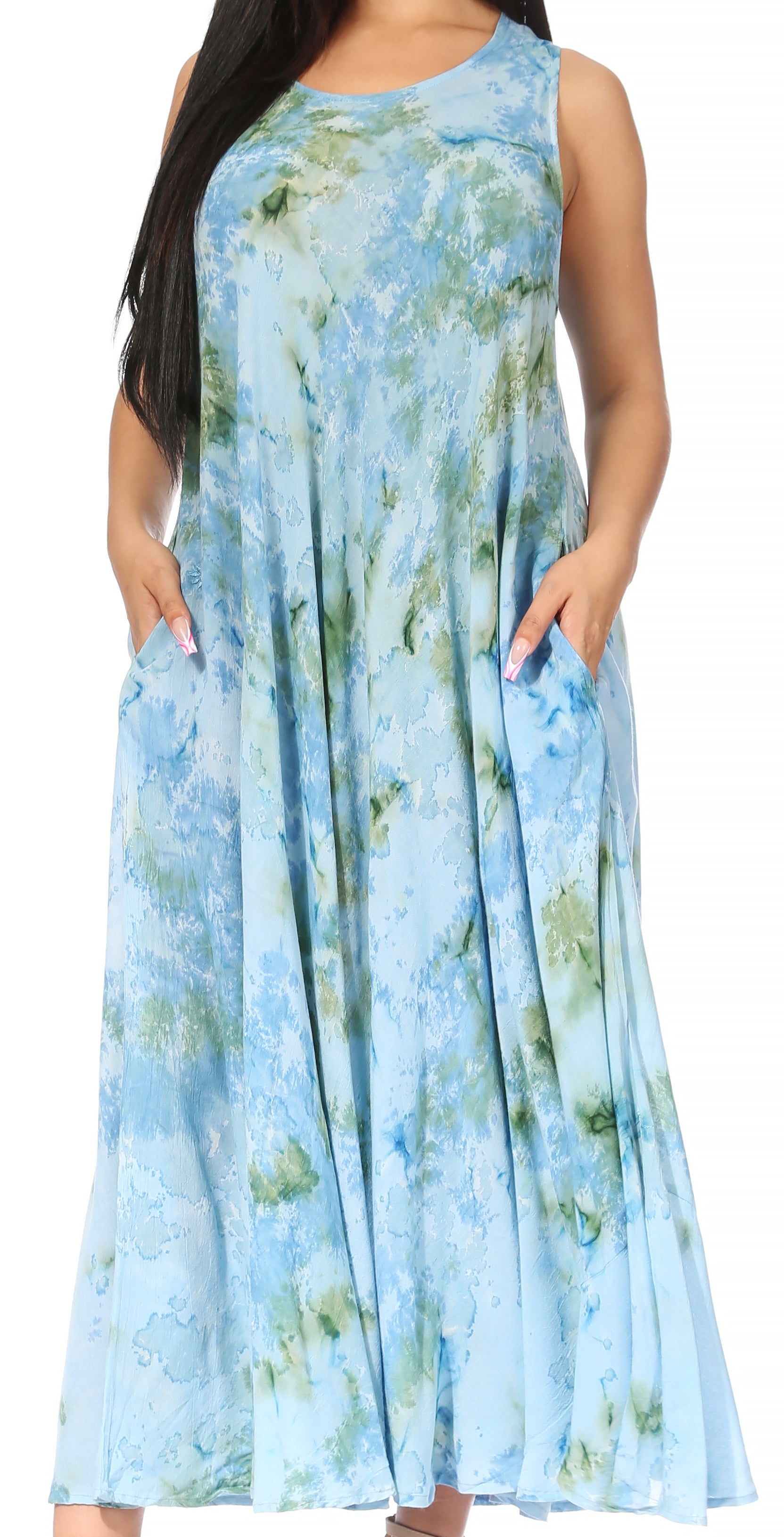 Sakkas Liza Women's Sleeveless Maxi Caftan Dress for Casual Summer Wear with Bohemian Flair and Handy Pockets - Concordia Style Boutique