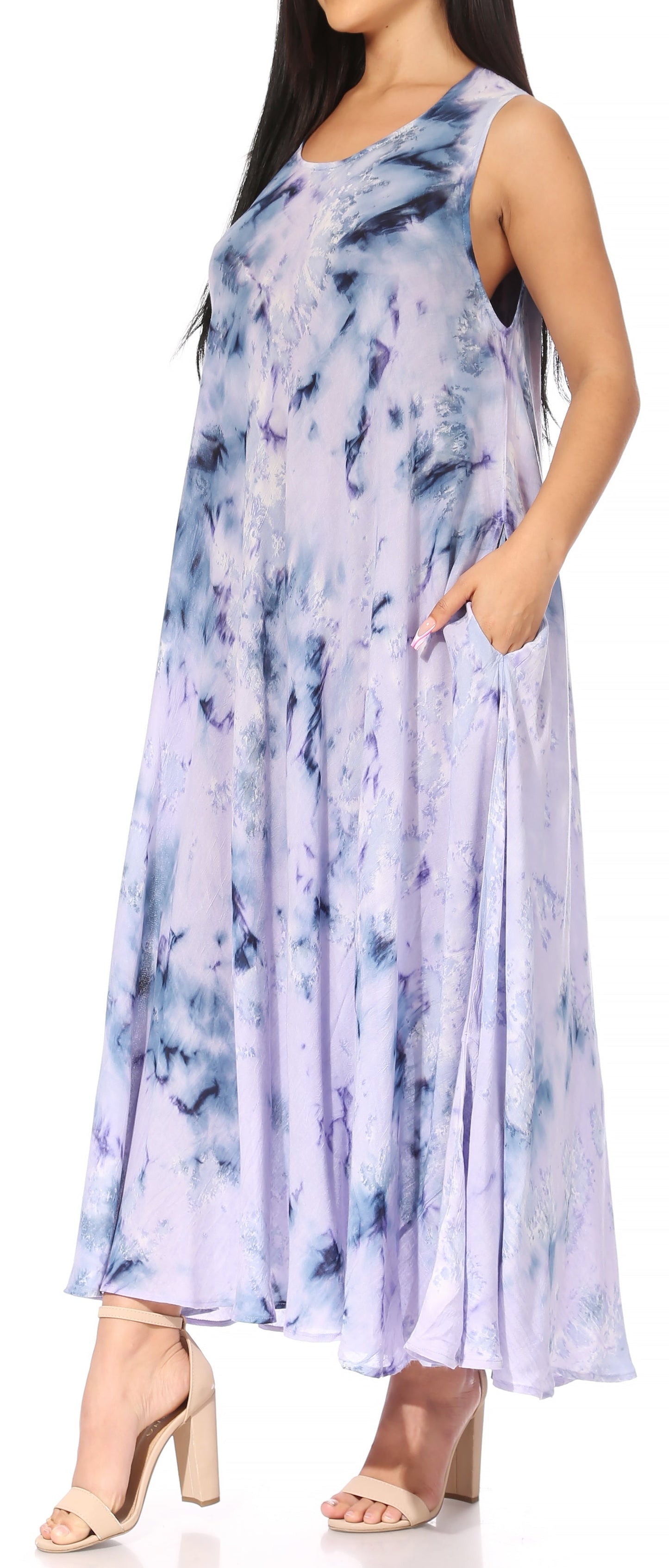 Sakkas Liza Women's Sleeveless Maxi Caftan Dress for Casual Summer Wear with Bohemian Flair and Handy Pockets - Concordia Style Boutique