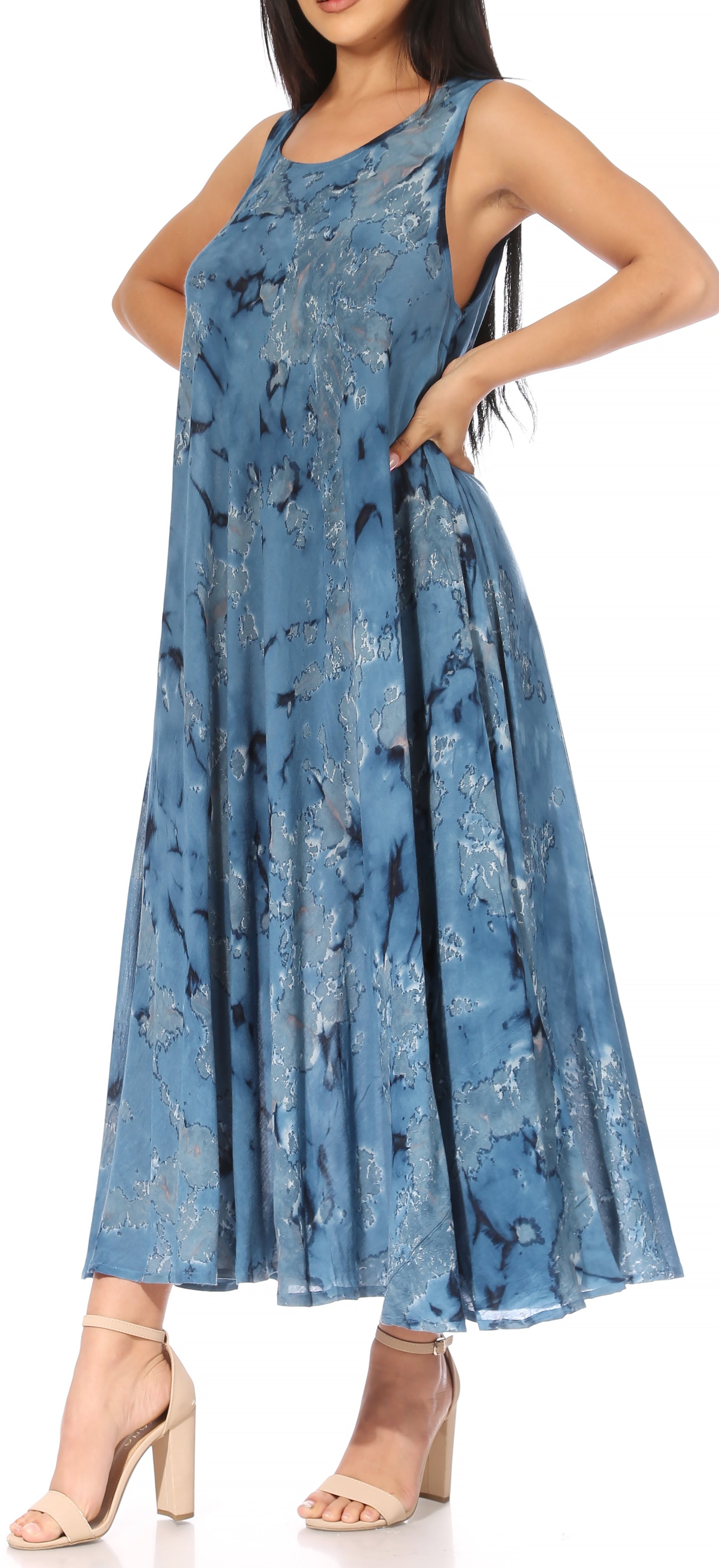 Sakkas Liza Women's Sleeveless Maxi Caftan Dress for Casual Summer Wear with Bohemian Flair and Handy Pockets - Concordia Style Boutique