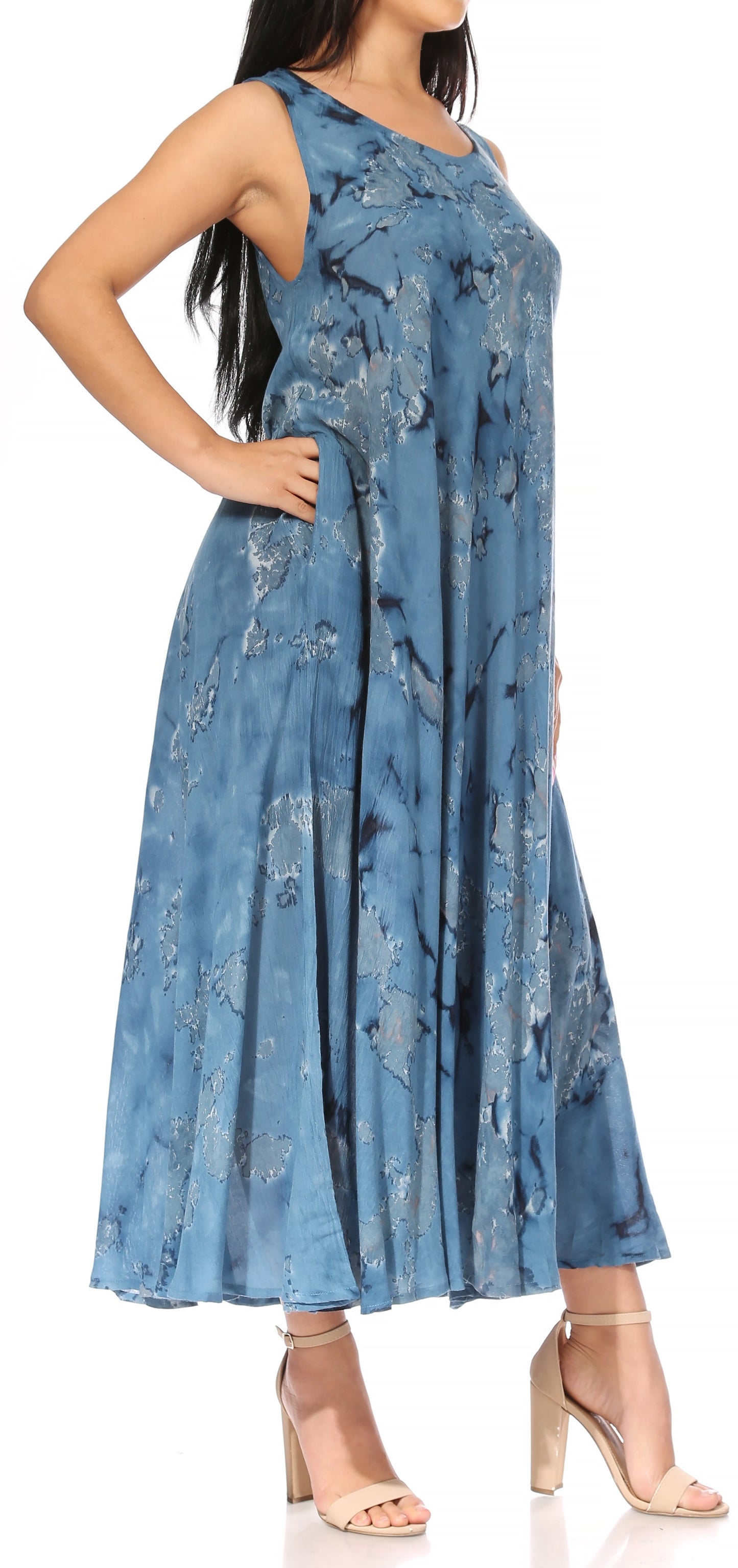 Sakkas Liza Women's Sleeveless Maxi Caftan Dress for Casual Summer Wear with Bohemian Flair and Handy Pockets - Concordia Style Boutique