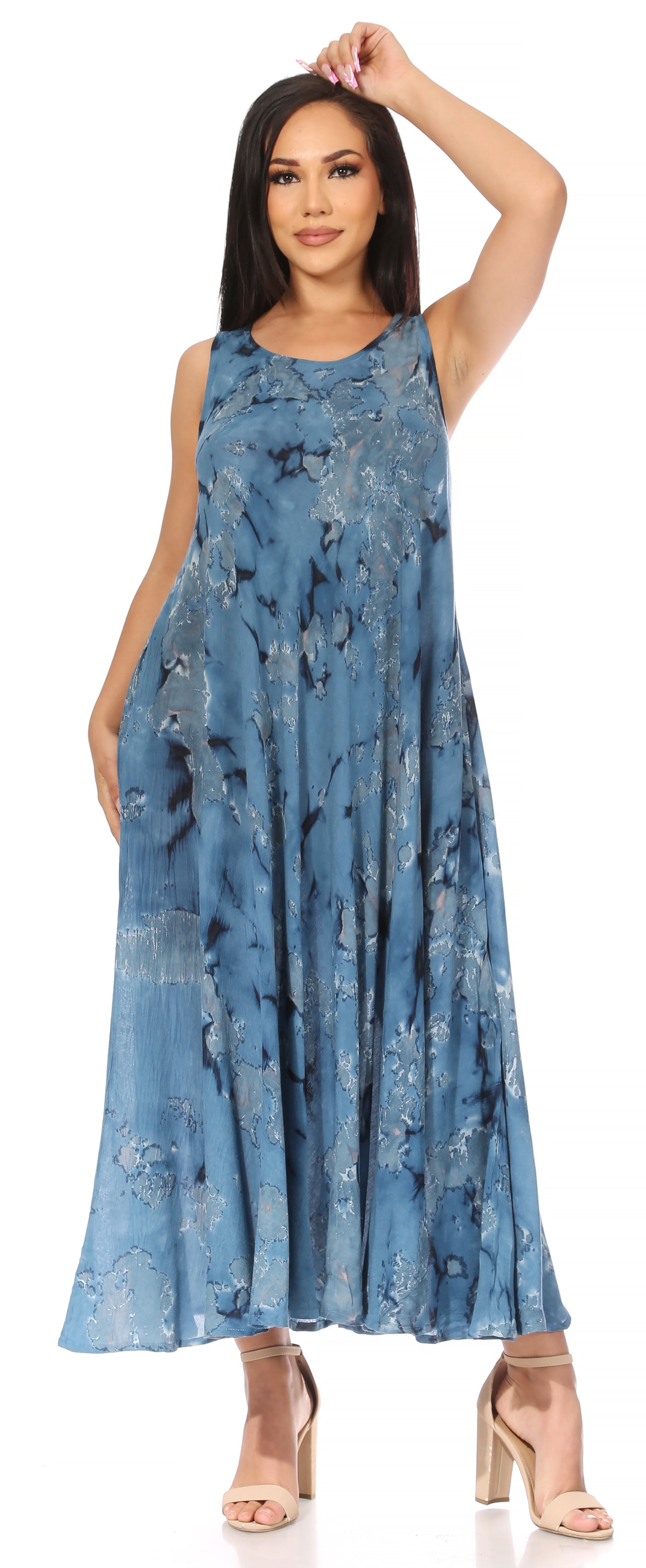 Sakkas Liza Women's Sleeveless Maxi Caftan Dress for Casual Summer Wear with Bohemian Flair and Handy Pockets - Concordia Style Boutique