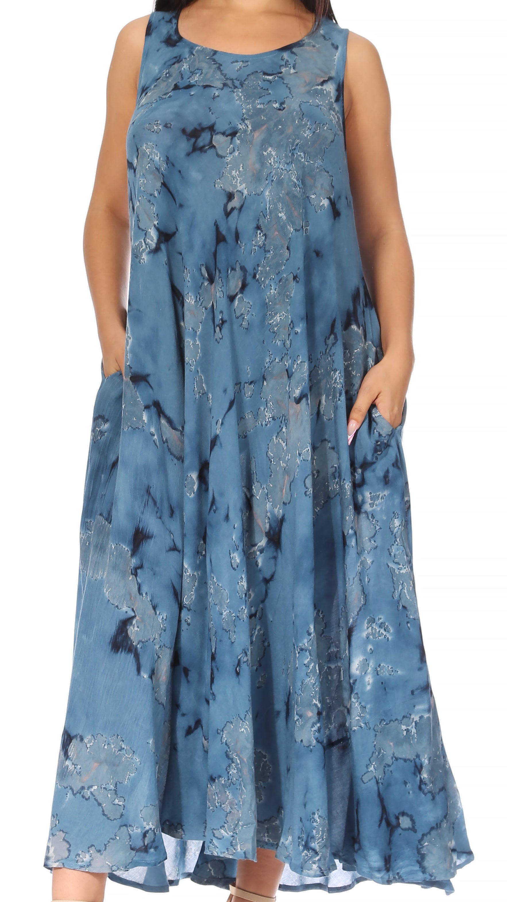 Sakkas Liza Women's Sleeveless Maxi Caftan Dress for Casual Summer Wear with Bohemian Flair and Handy Pockets - Concordia Style Boutique