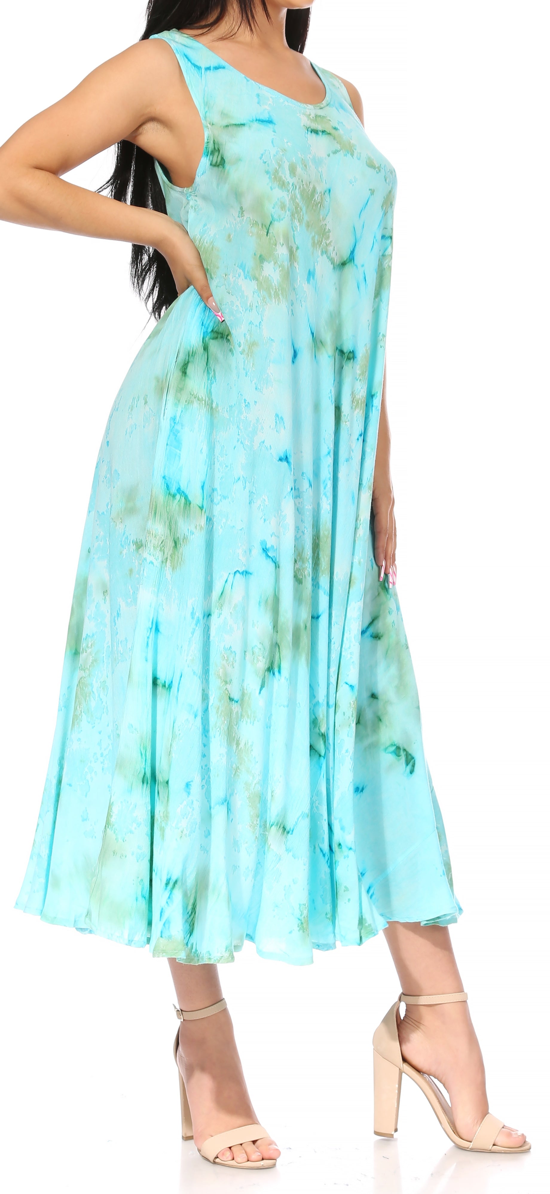 Sakkas Liza Women's Sleeveless Maxi Caftan Dress for Casual Summer Wear with Bohemian Flair and Handy Pockets - Concordia Style Boutique