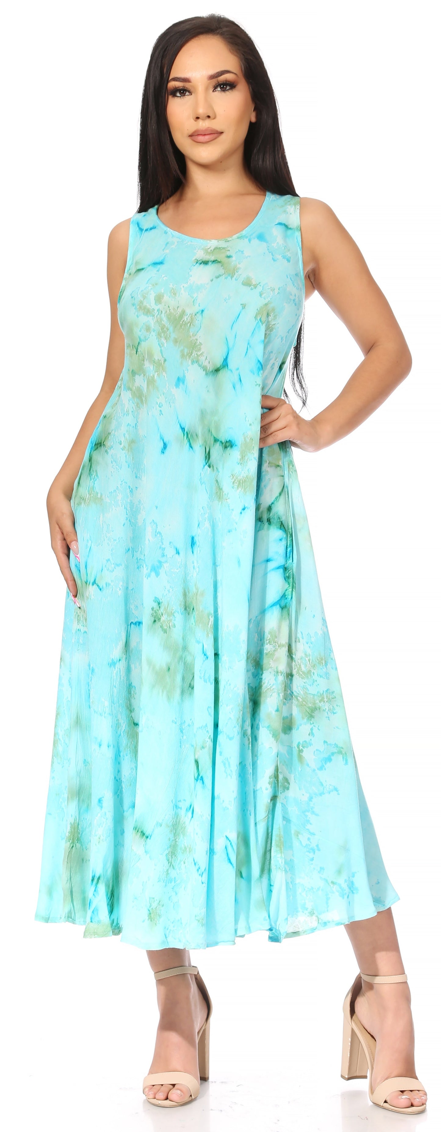 Sakkas Liza Women's Sleeveless Maxi Caftan Dress for Casual Summer Wear with Bohemian Flair and Handy Pockets - Concordia Style Boutique
