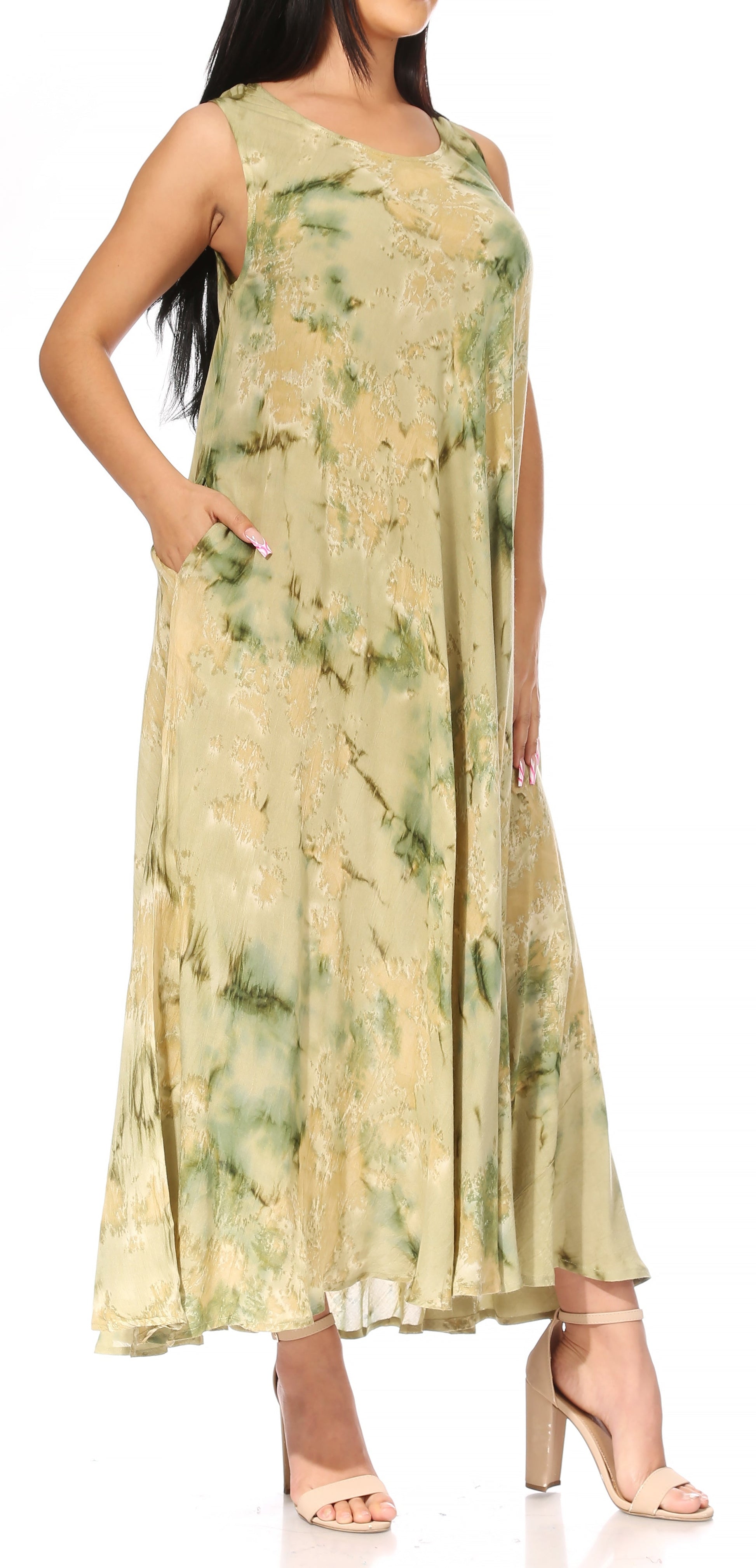 Sakkas Liza Women's Sleeveless Maxi Caftan Dress for Casual Summer Wear with Bohemian Flair and Handy Pockets - Concordia Style Boutique