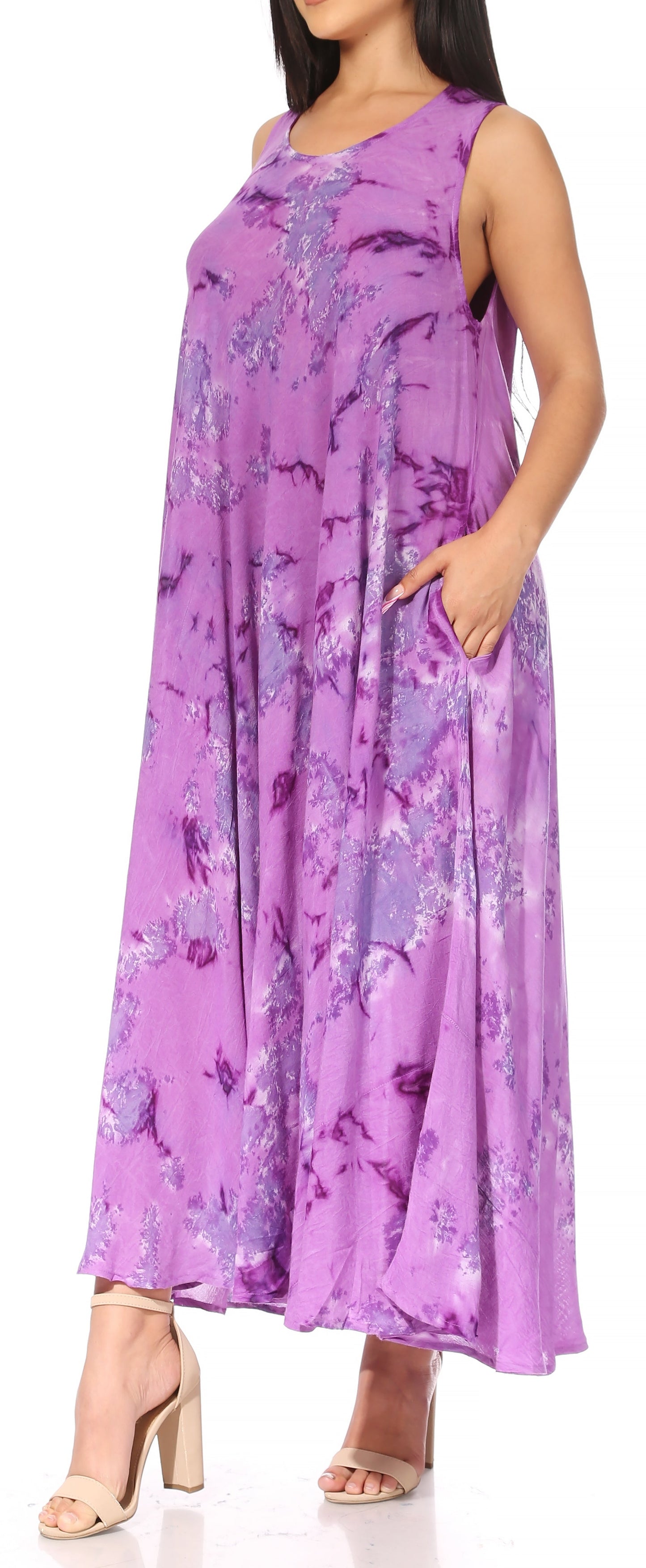 Sakkas Liza Women's Sleeveless Maxi Caftan Dress for Casual Summer Wear with Bohemian Flair and Handy Pockets - Concordia Style Boutique