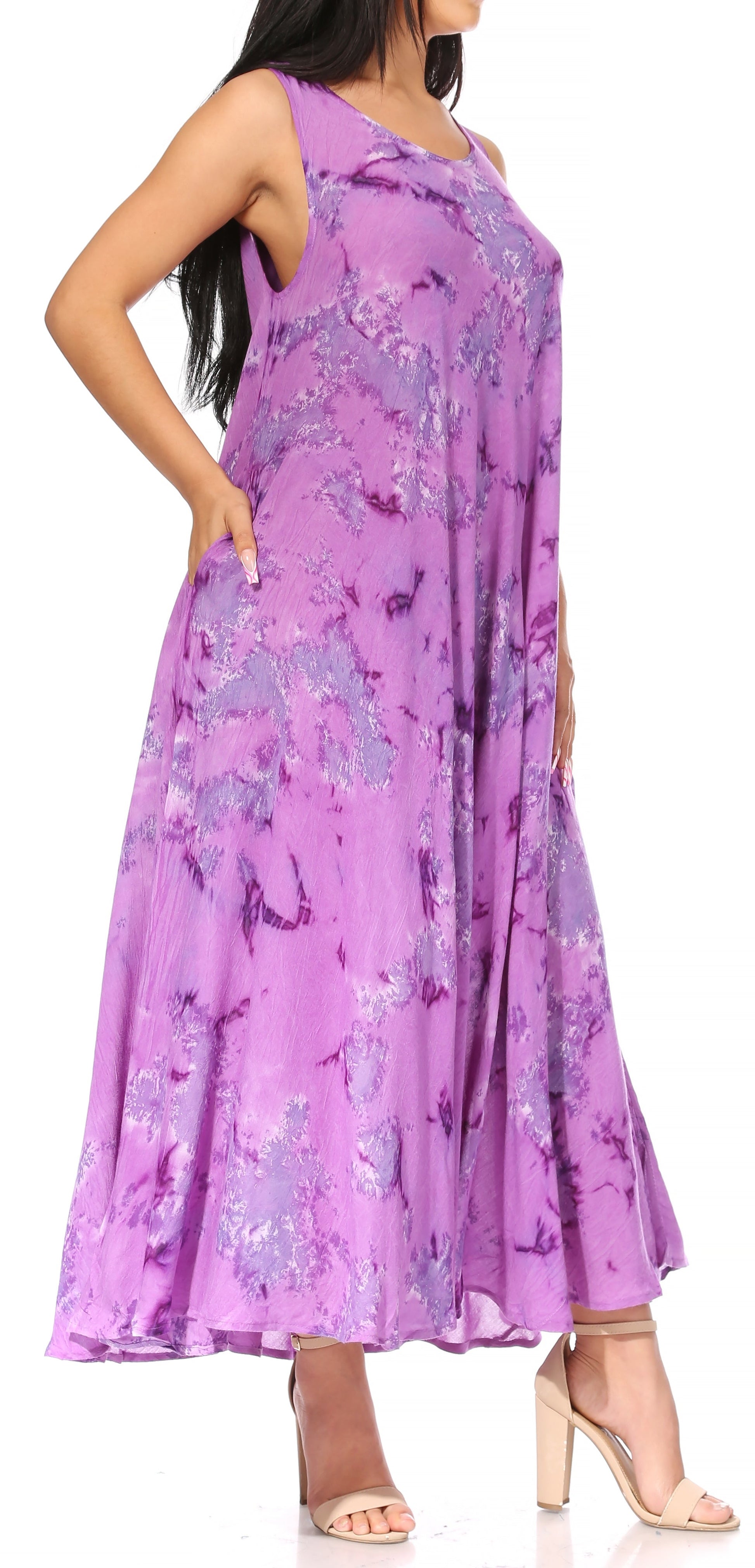 Sakkas Liza Women's Sleeveless Maxi Caftan Dress for Casual Summer Wear with Bohemian Flair and Handy Pockets - Concordia Style Boutique