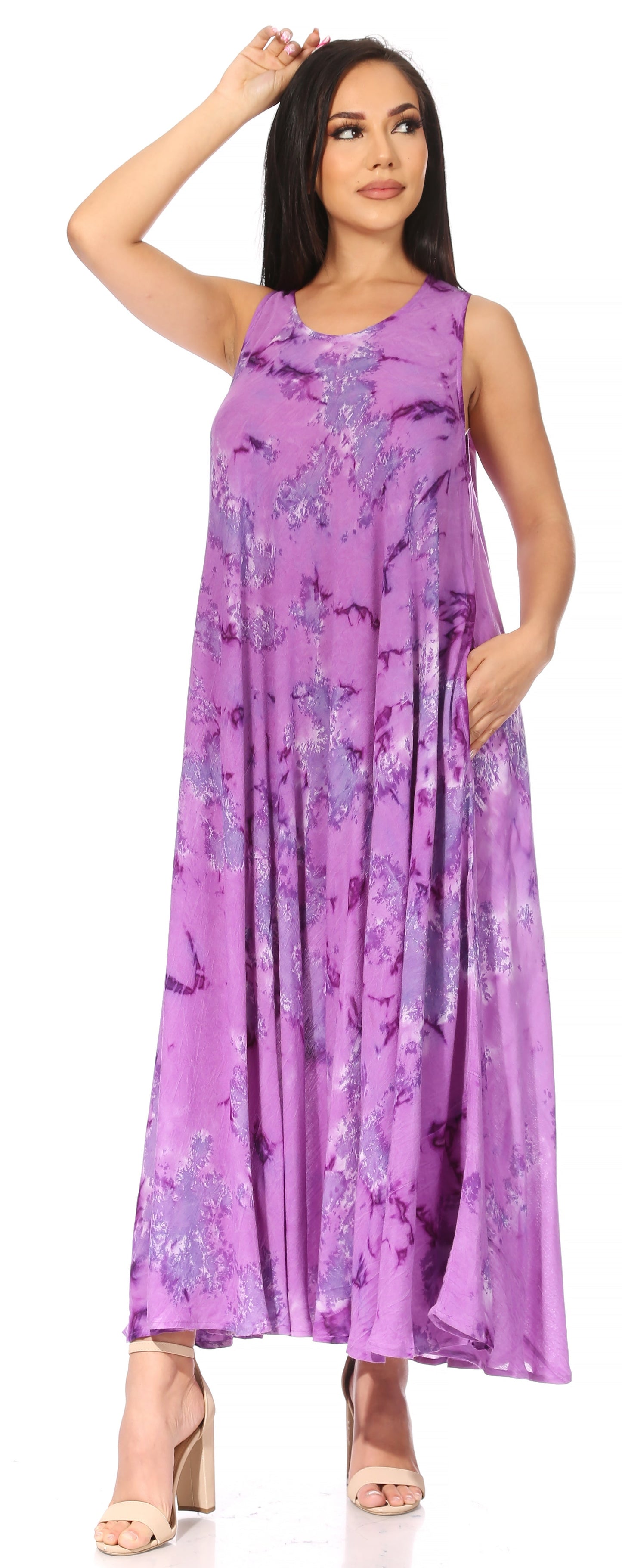 Sakkas Liza Women's Sleeveless Maxi Caftan Dress for Casual Summer Wear with Bohemian Flair and Handy Pockets - Concordia Style Boutique