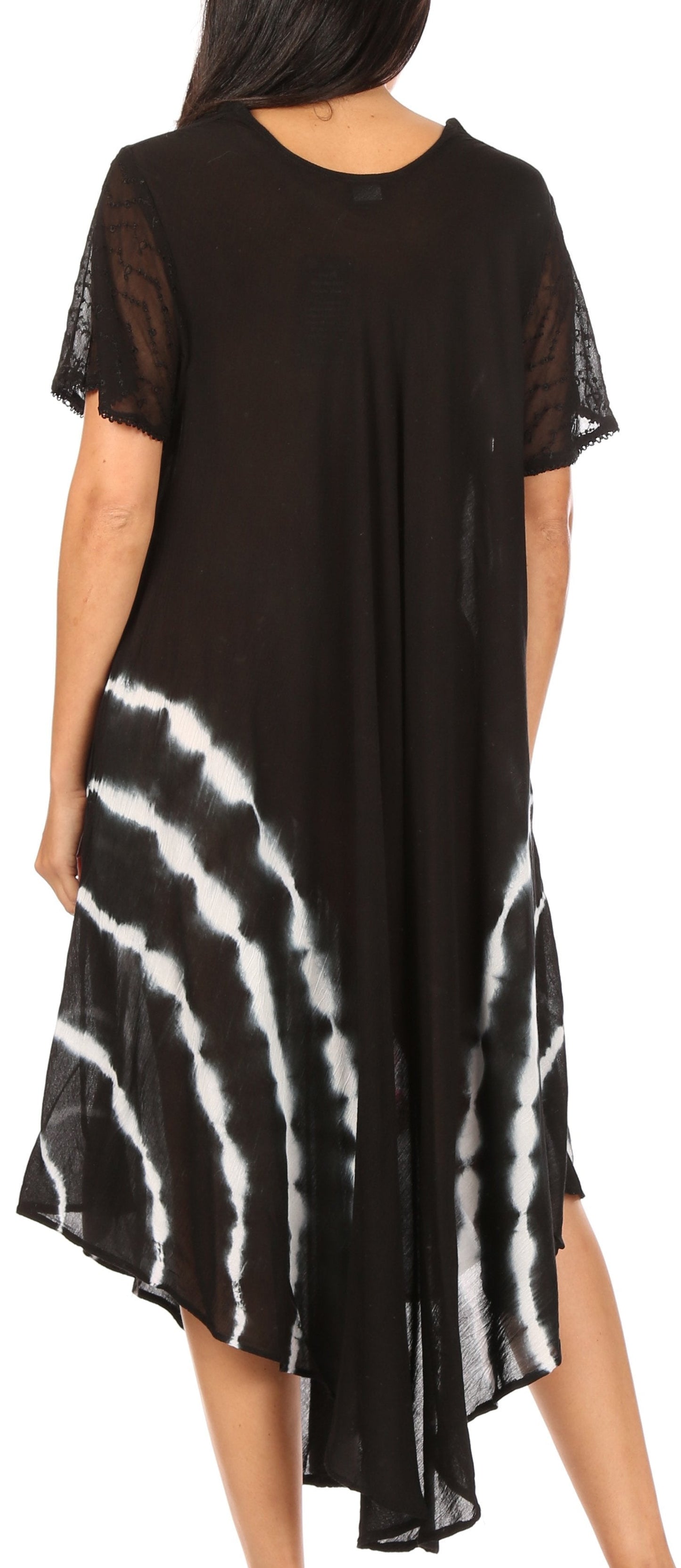 Sakkas Embroidered Painted Floral Cap Sleeve Rayon Dress - Concordia Style Boutique