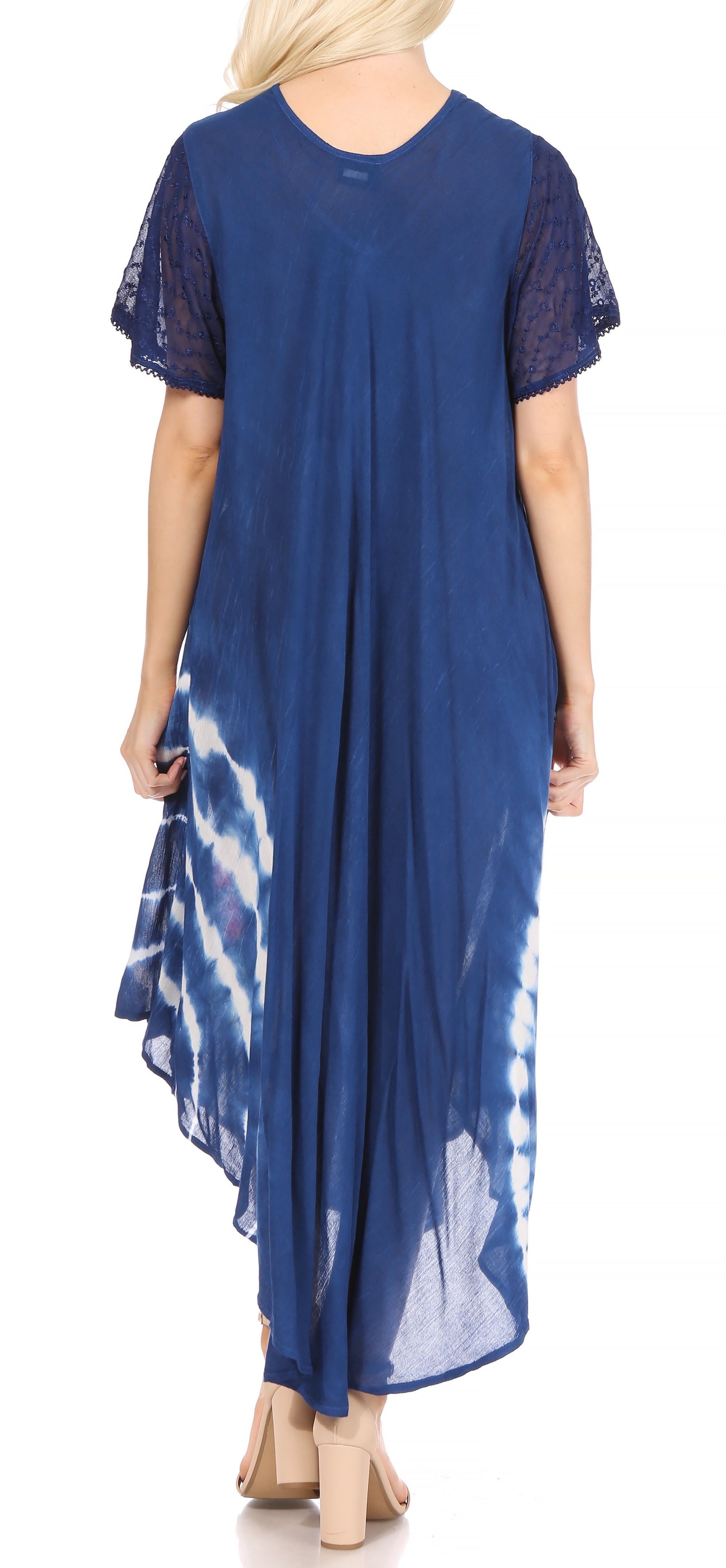 Sakkas Embroidered Painted Floral Cap Sleeve Rayon Dress - Concordia Style Boutique