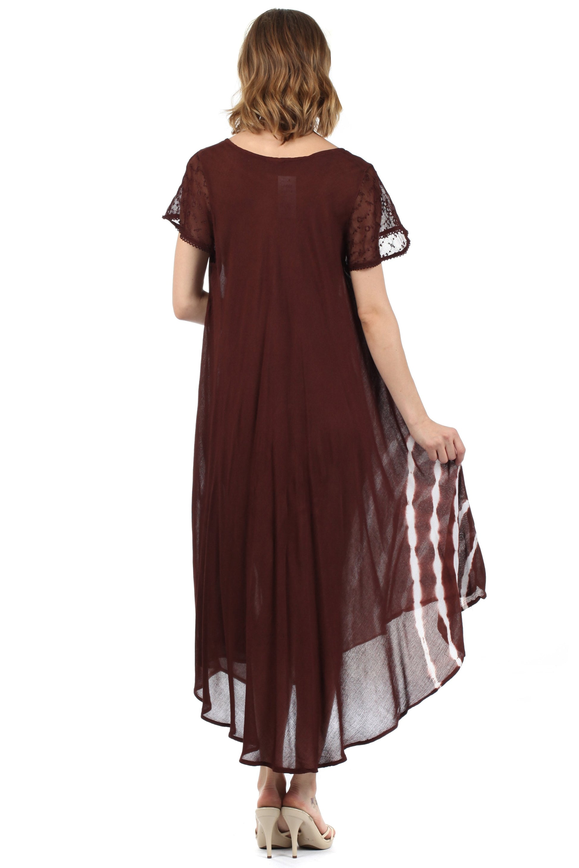 Sakkas Embroidered Painted Floral Cap Sleeve Rayon Dress - Concordia Style Boutique