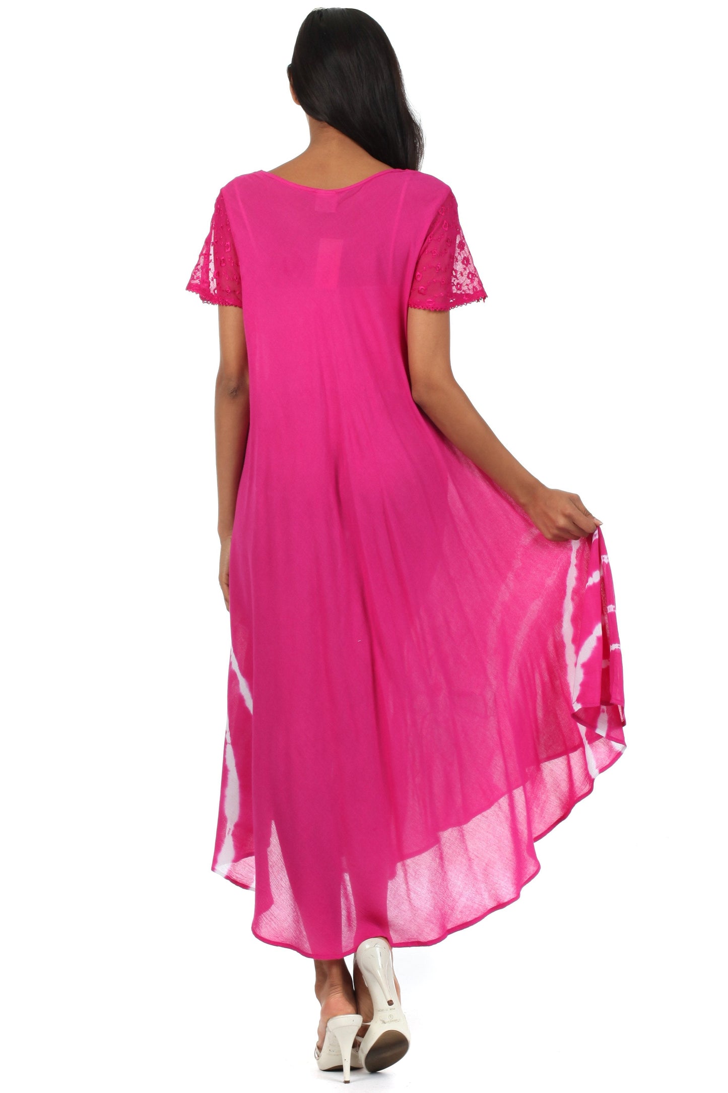 Sakkas Embroidered Painted Floral Cap Sleeve Rayon Dress - Concordia Style Boutique