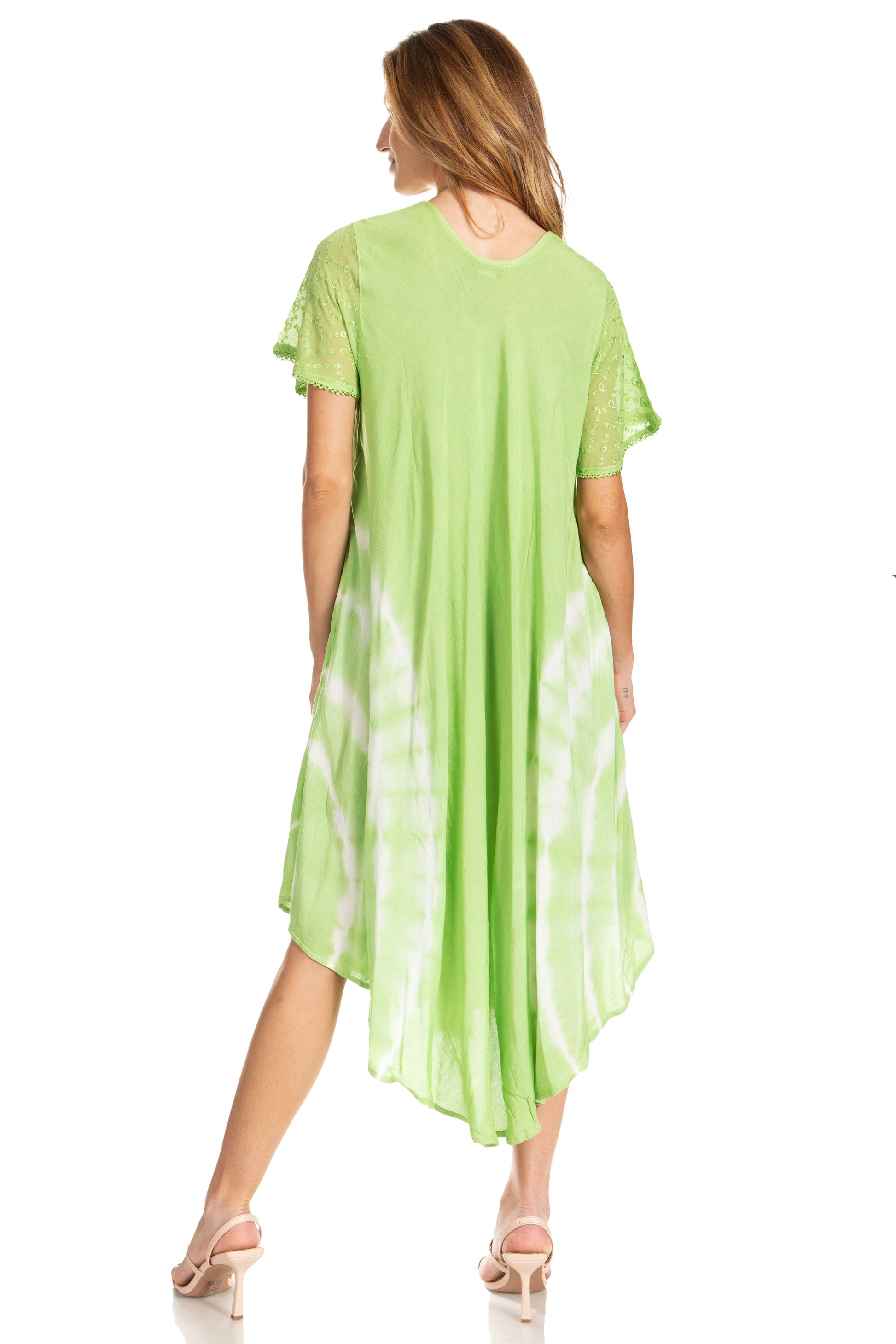 Sakkas Embroidered Painted Floral Cap Sleeve Rayon Dress - Concordia Style Boutique