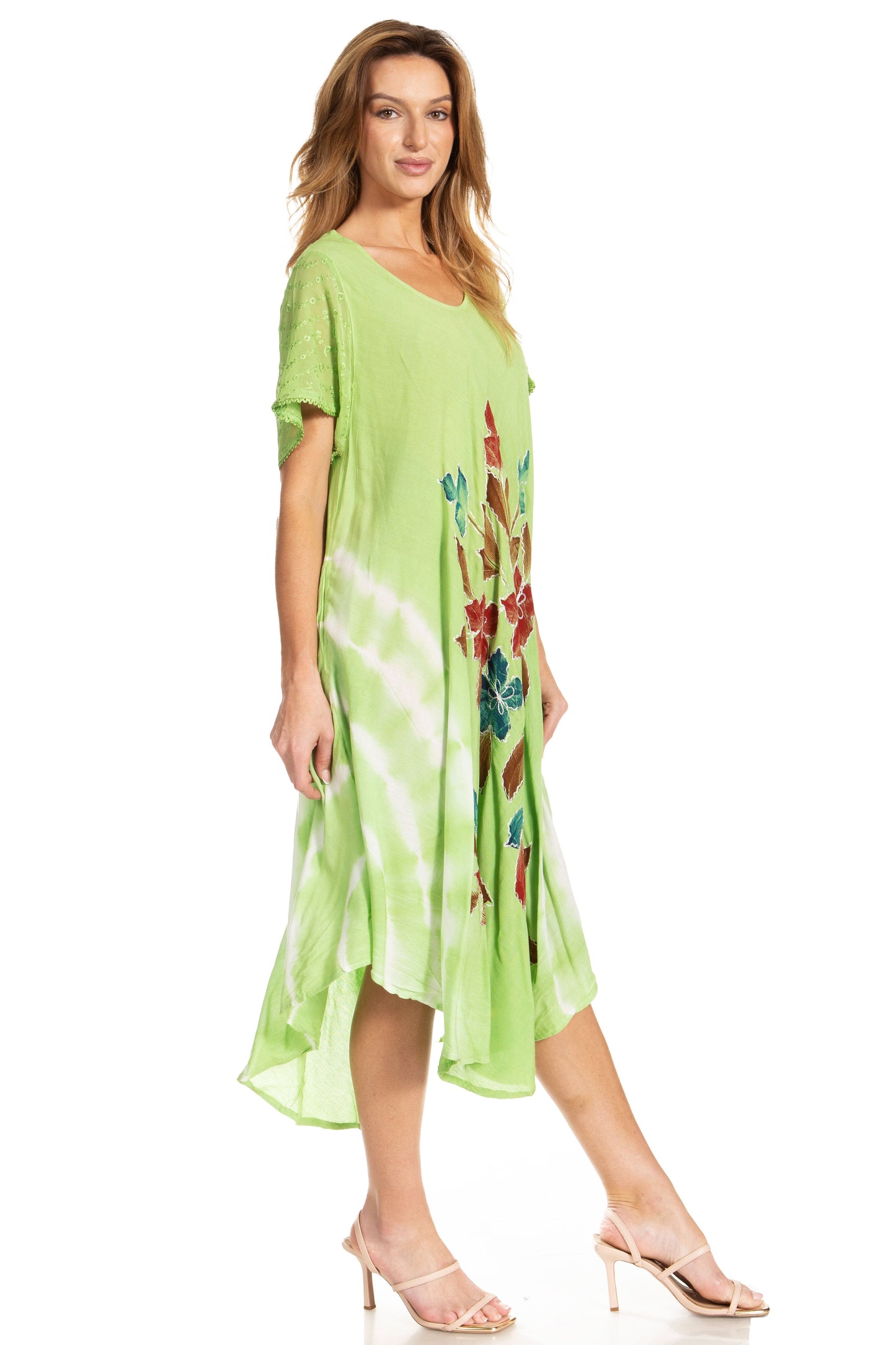 Sakkas Embroidered Painted Floral Cap Sleeve Rayon Dress - Concordia Style Boutique