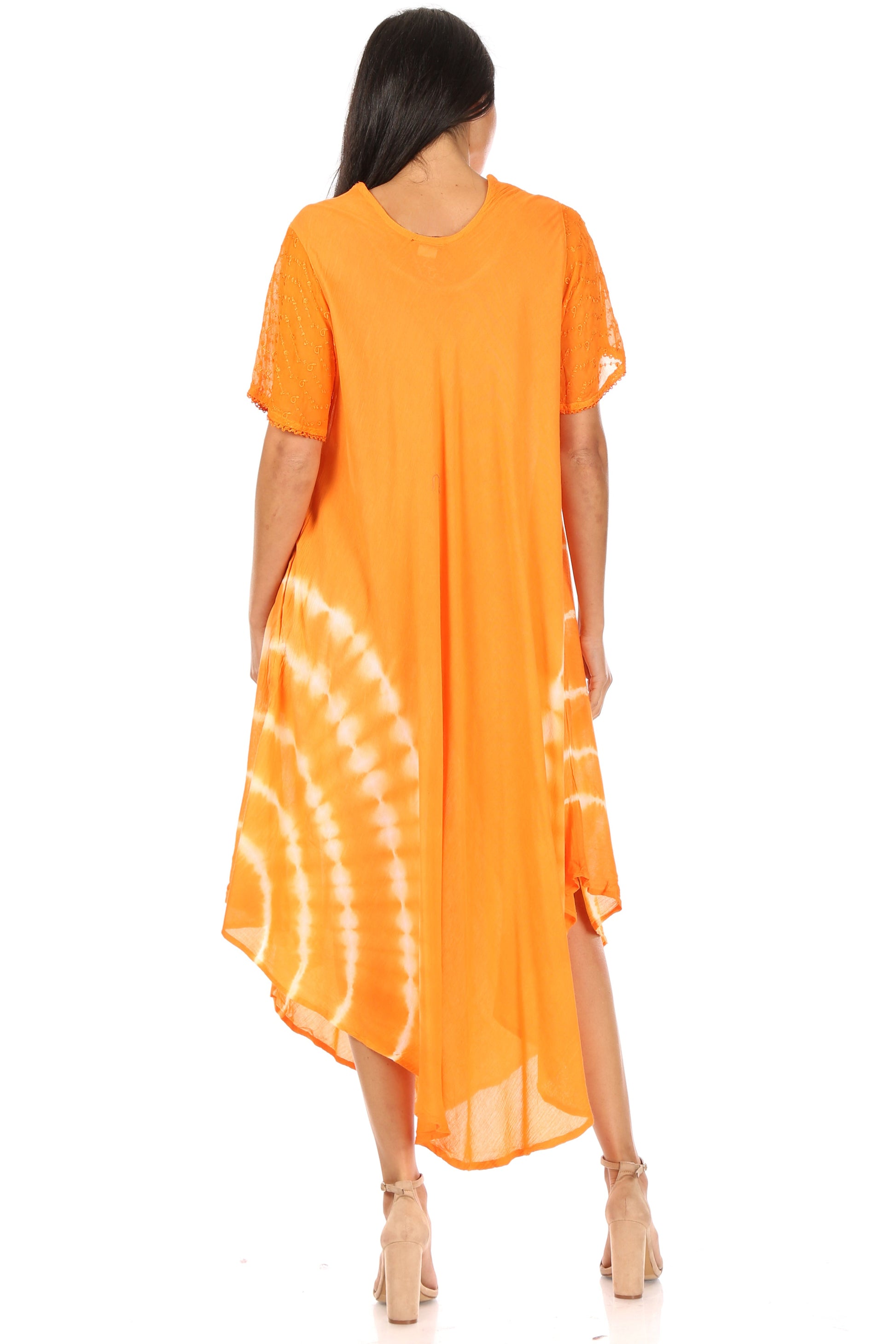 Sakkas Embroidered Painted Floral Cap Sleeve Rayon Dress - Concordia Style Boutique