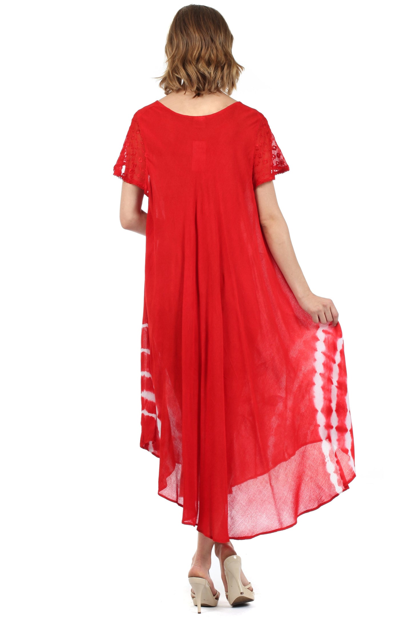 Sakkas Embroidered Painted Floral Cap Sleeve Rayon Dress - Concordia Style Boutique