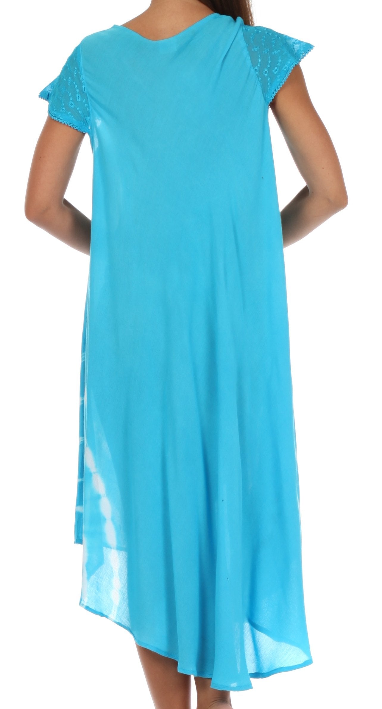 Sakkas Embroidered Painted Floral Cap Sleeve Rayon Dress - Concordia Style Boutique