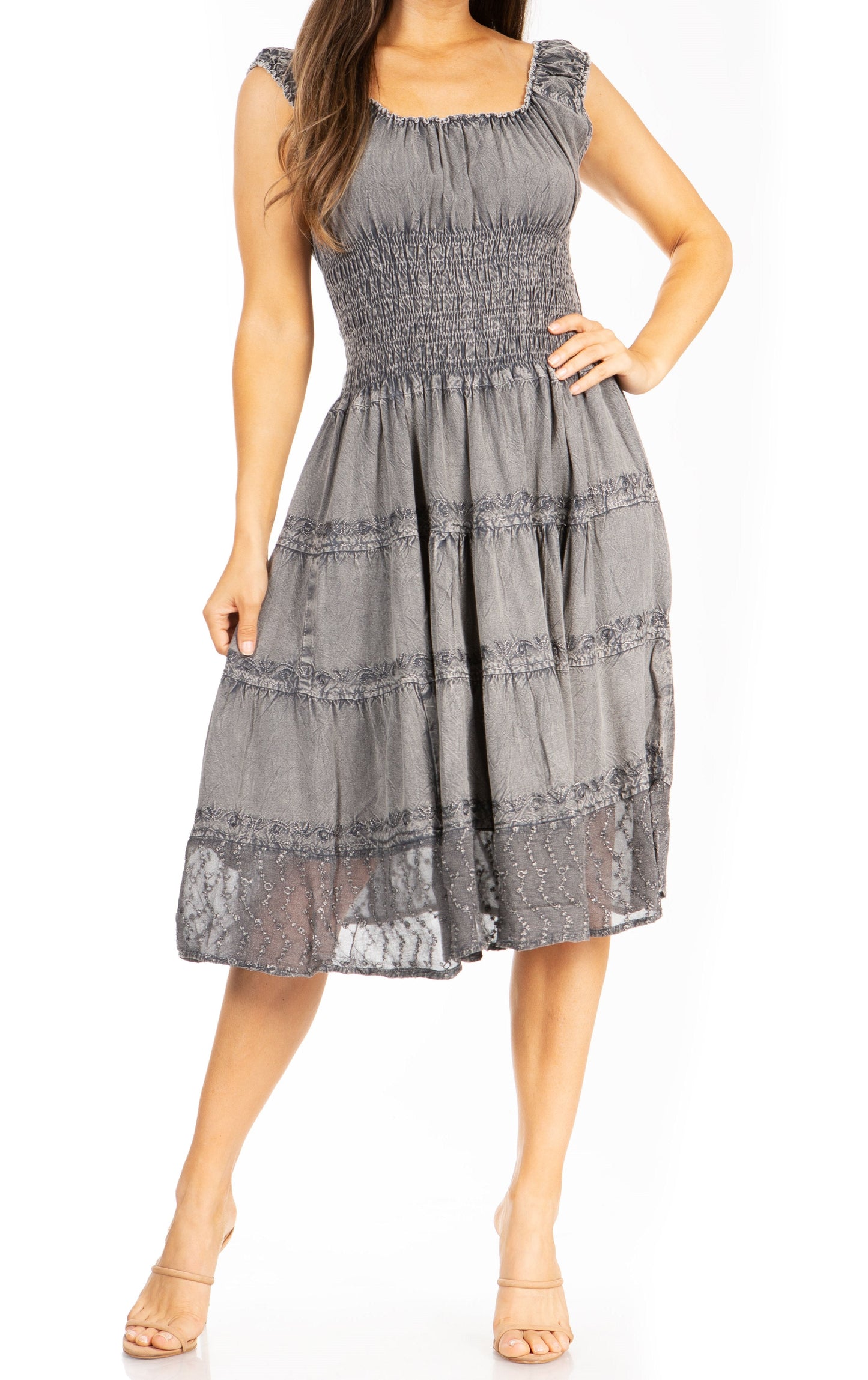 Sakkas Spring Maiden Ombre Peasant Dress - Concordia Style Boutique
