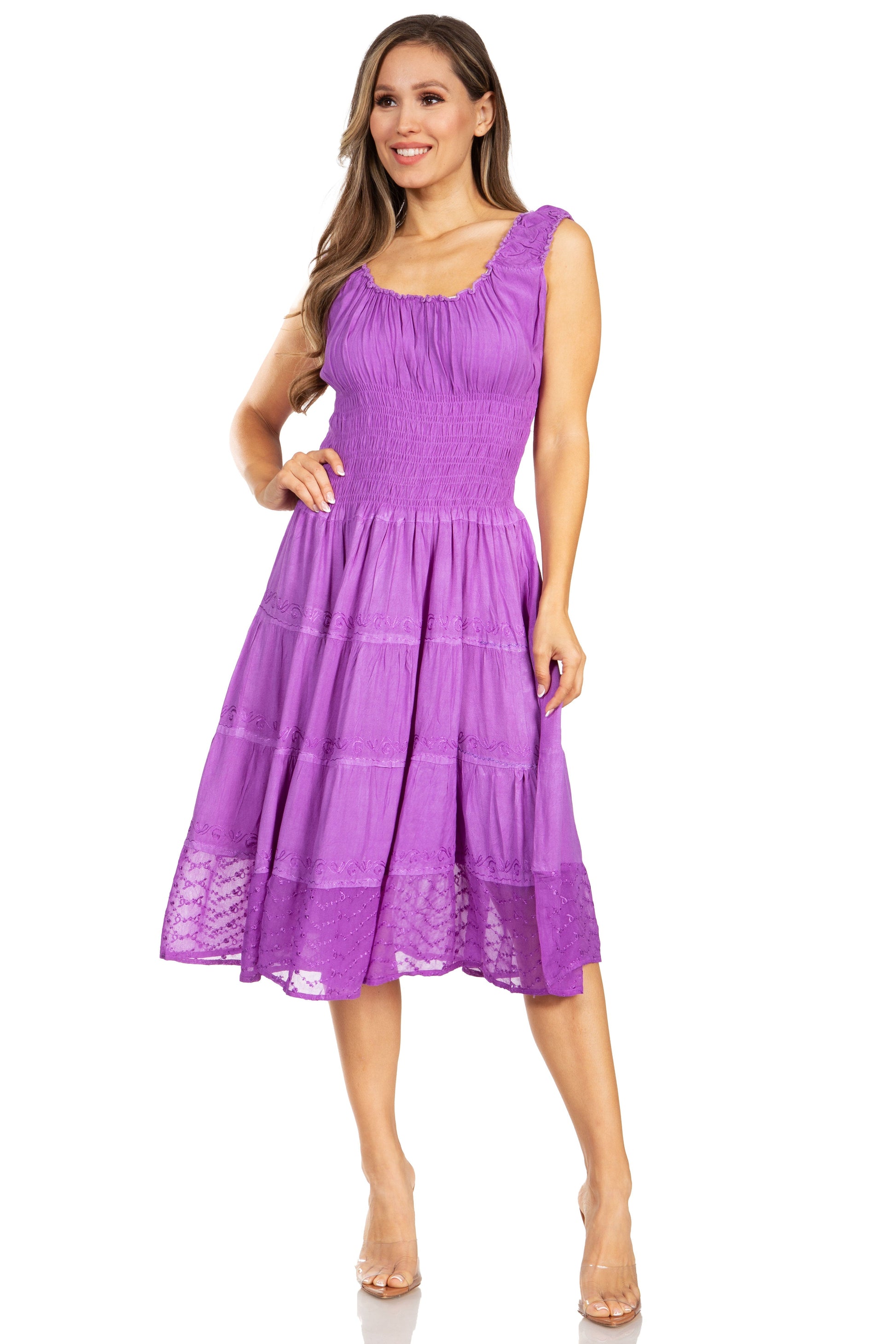 Sakkas Spring Maiden Ombre Peasant Dress - Concordia Style Boutique
