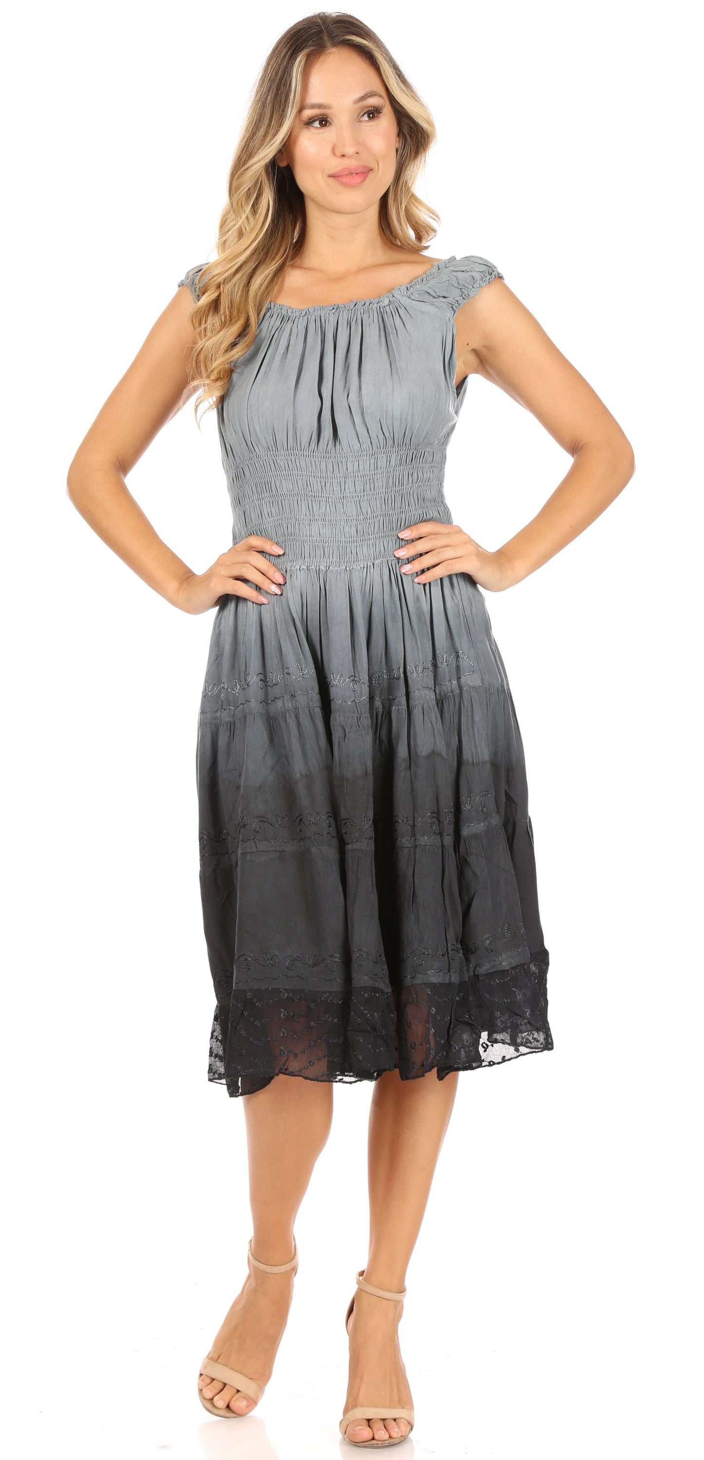 Sakkas Spring Maiden Ombre Peasant Dress - Concordia Style Boutique