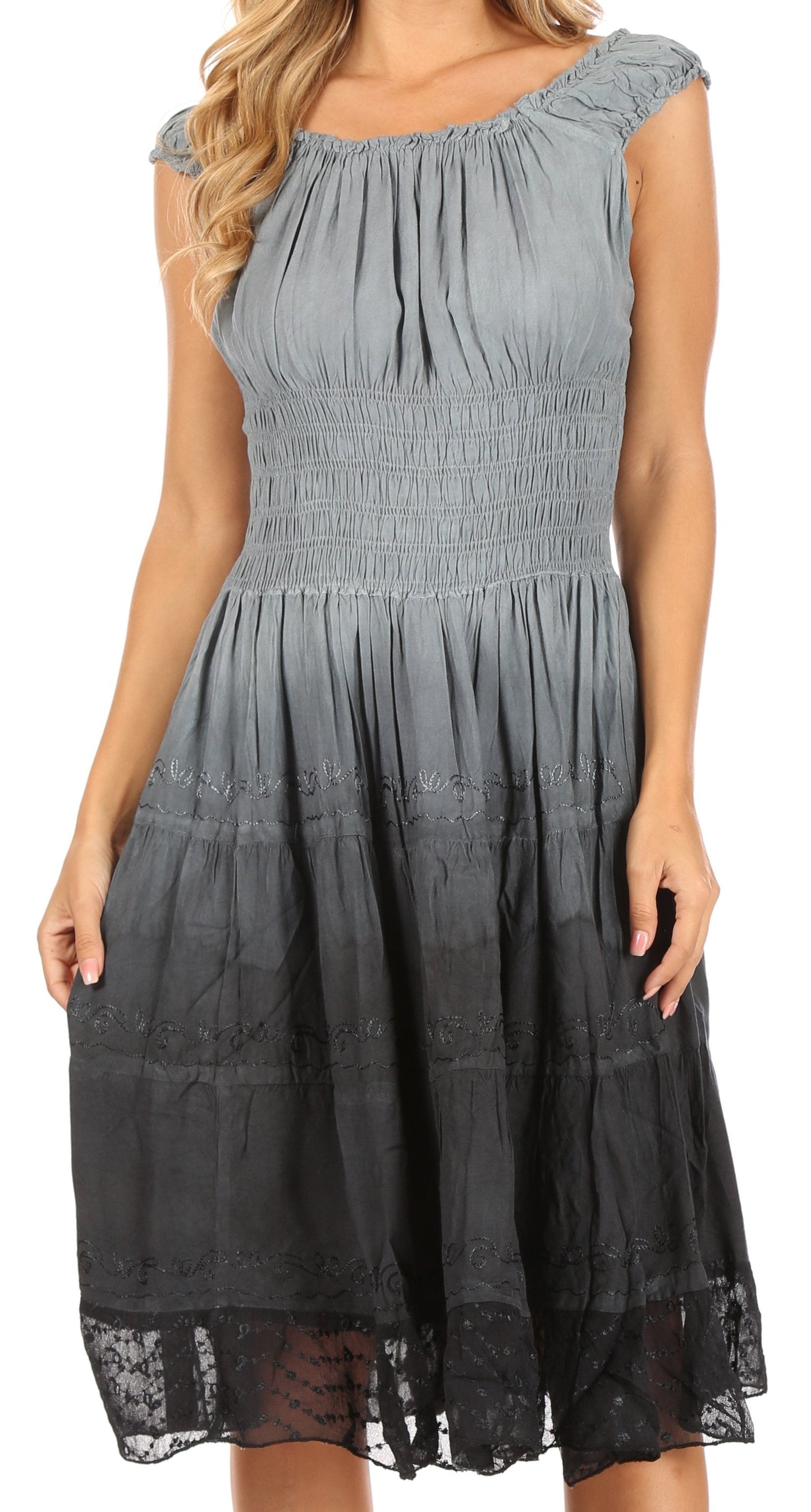 Sakkas Spring Maiden Ombre Peasant Dress - Concordia Style Boutique
