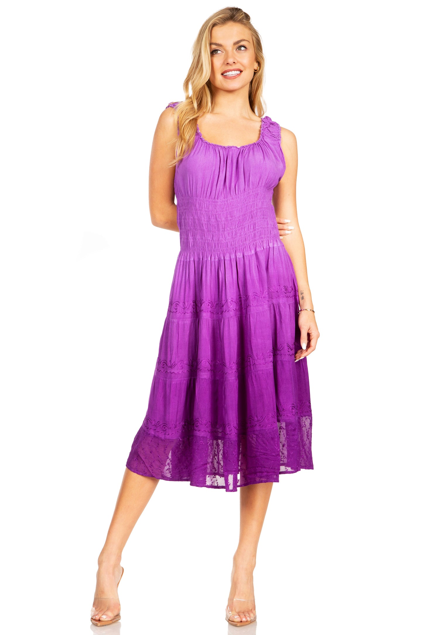 Sakkas Spring Maiden Ombre Peasant Dress - Concordia Style Boutique