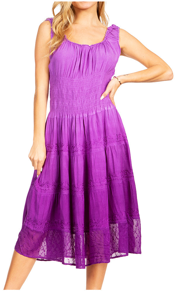 Sakkas Spring Maiden Ombre Peasant Dress - Concordia Style Boutique