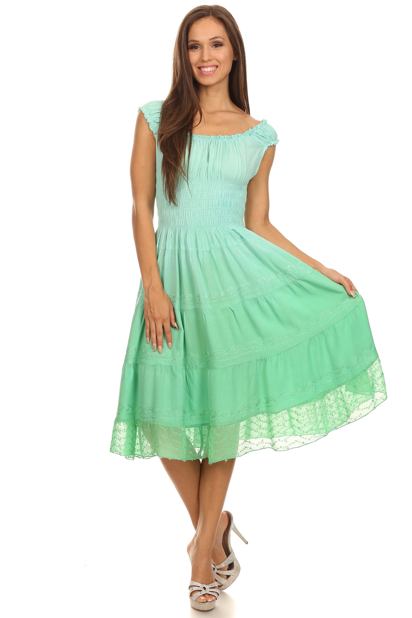 Sakkas Spring Maiden Ombre Peasant Dress - Concordia Style Boutique