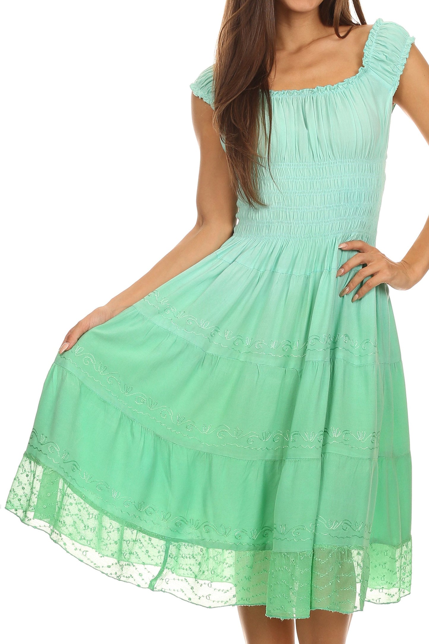 Sakkas Spring Maiden Ombre Peasant Dress - Concordia Style Boutique