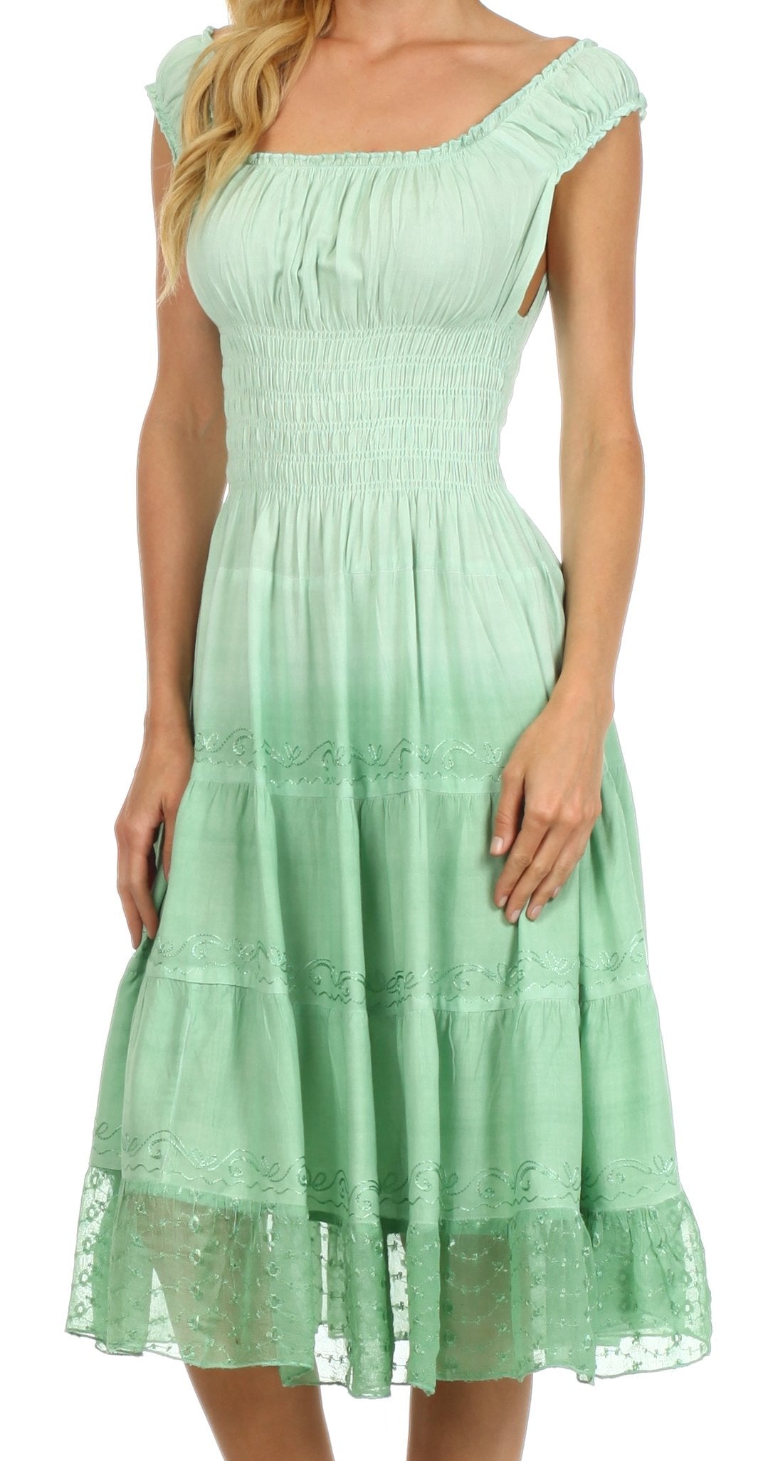 Sakkas Spring Maiden Ombre Peasant Dress - Concordia Style Boutique