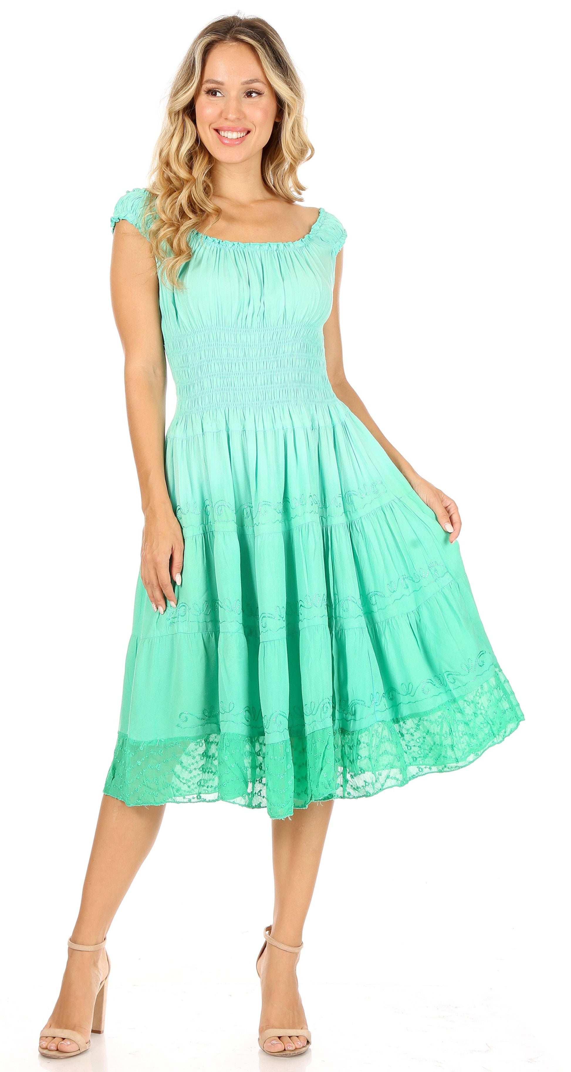 Sakkas Spring Maiden Ombre Peasant Dress - Concordia Style Boutique