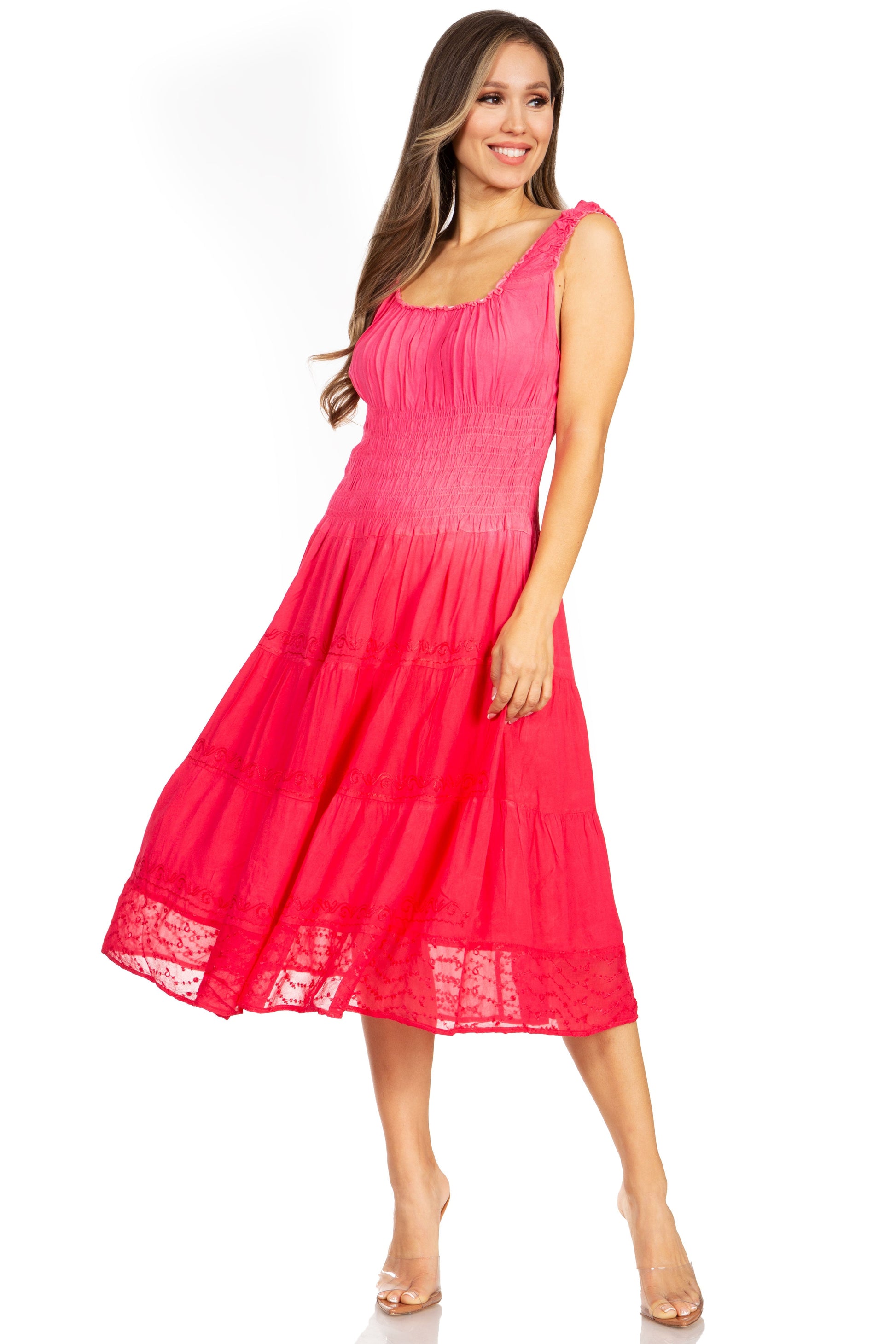 Sakkas Spring Maiden Ombre Peasant Dress - Concordia Style Boutique