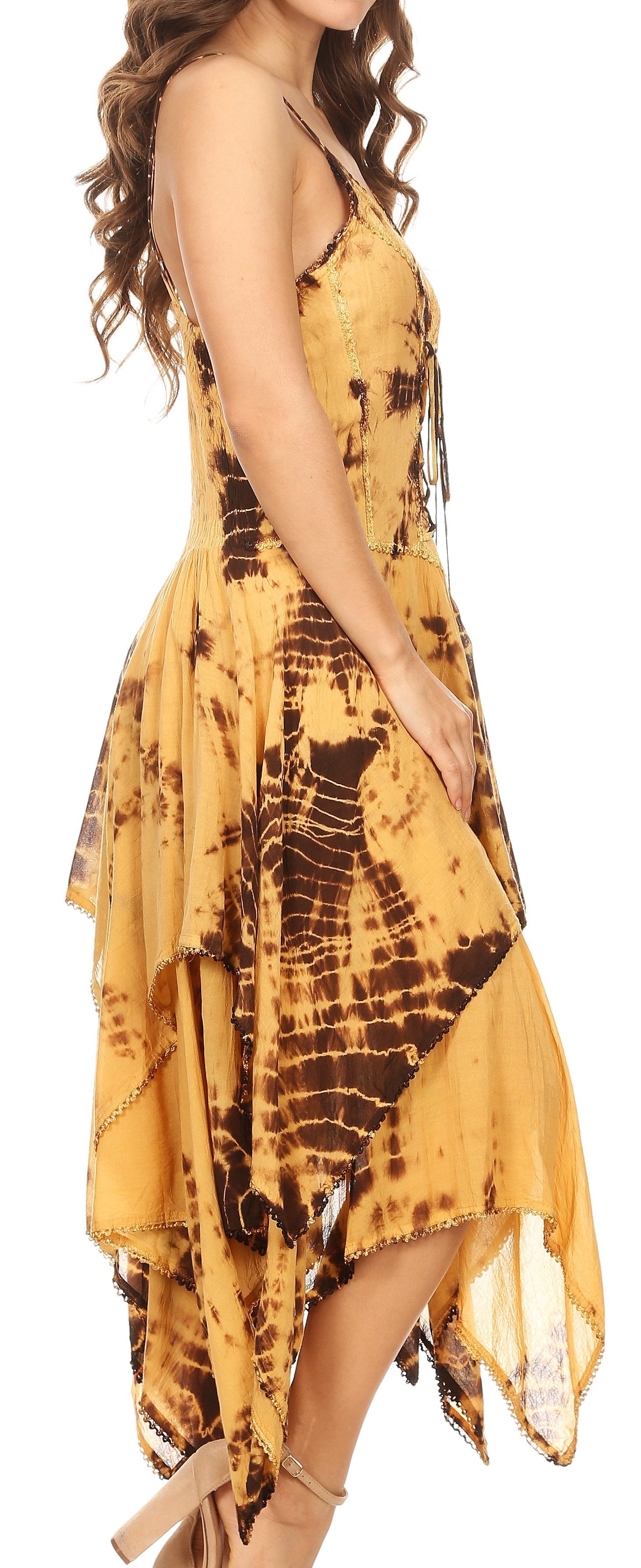 Sakkas Annabella Corset Bodice Handkerchief Hem Dress - Concordia Style Boutique