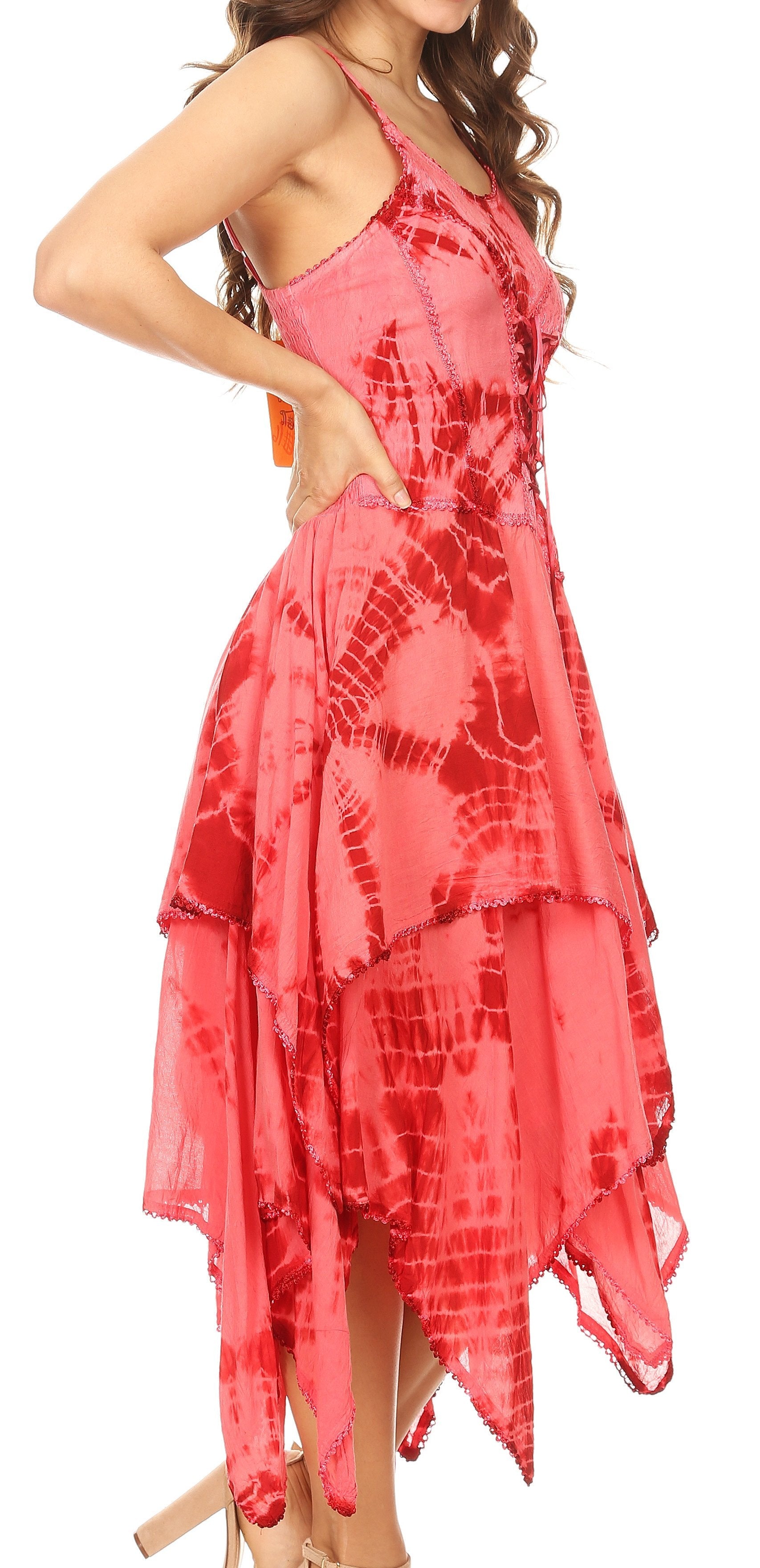 Sakkas Annabella Corset Bodice Handkerchief Hem Dress - Concordia Style Boutique