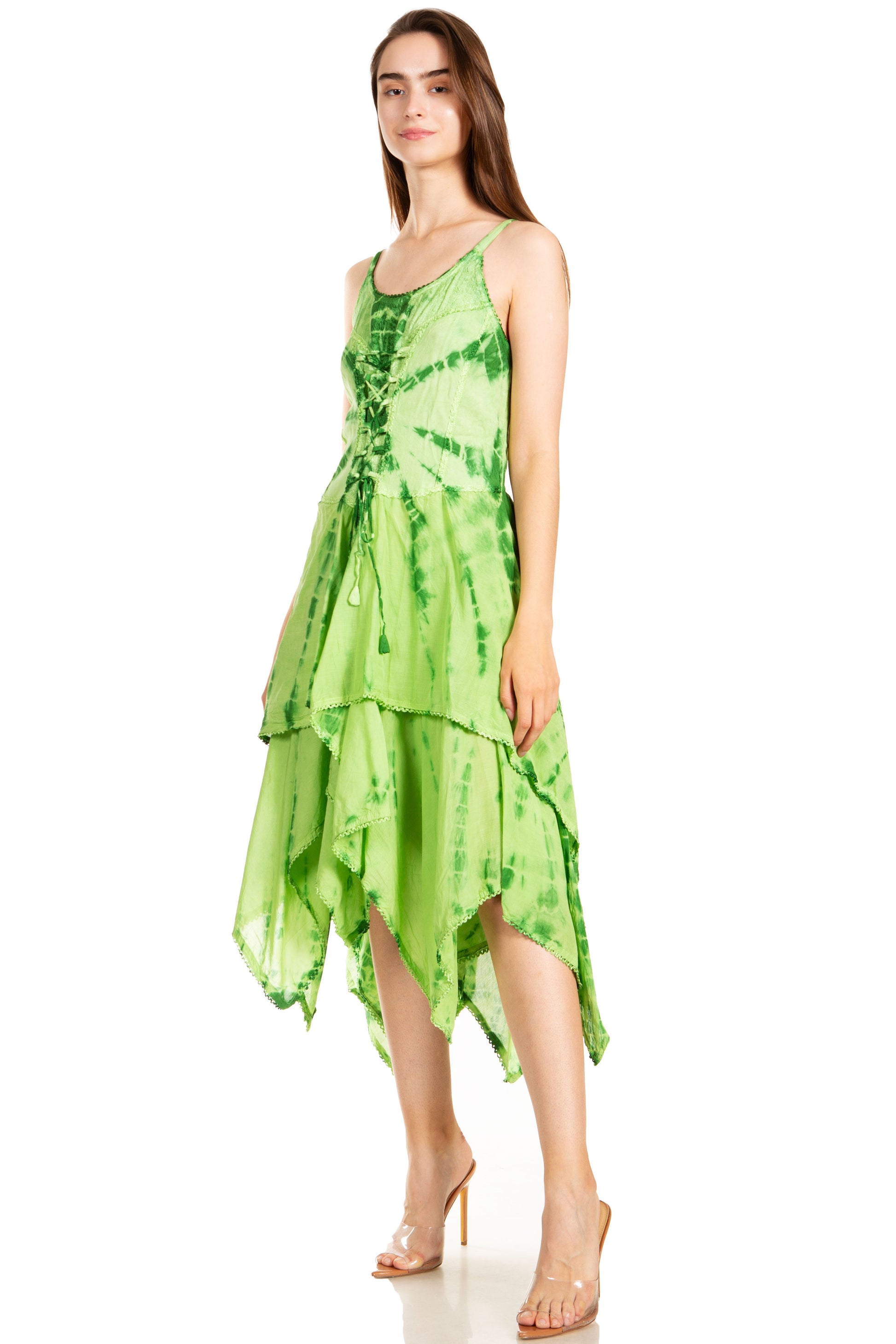 Sakkas Annabella Corset Bodice Handkerchief Hem Dress - Concordia Style Boutique