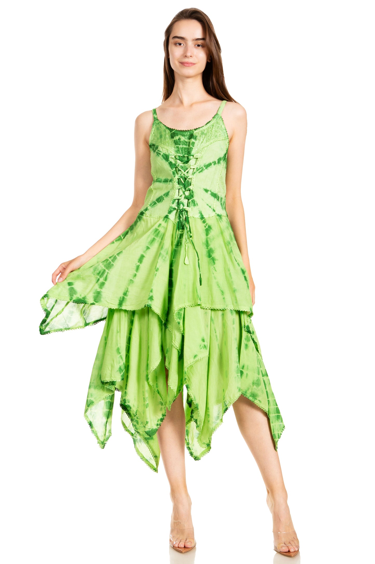 Sakkas Annabella Corset Bodice Handkerchief Hem Dress - Concordia Style Boutique