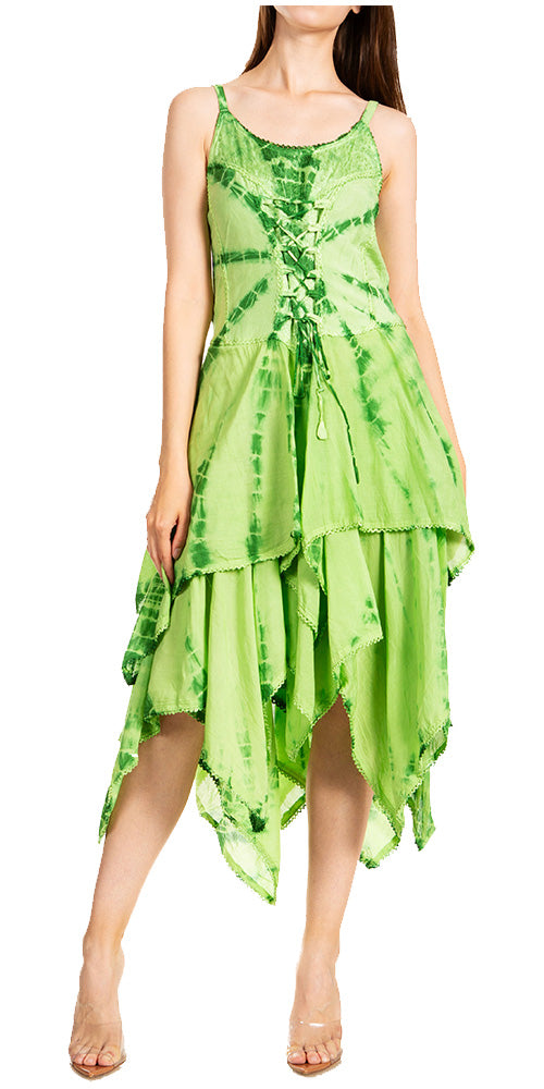 Sakkas Annabella Corset Bodice Handkerchief Hem Dress - Concordia Style Boutique