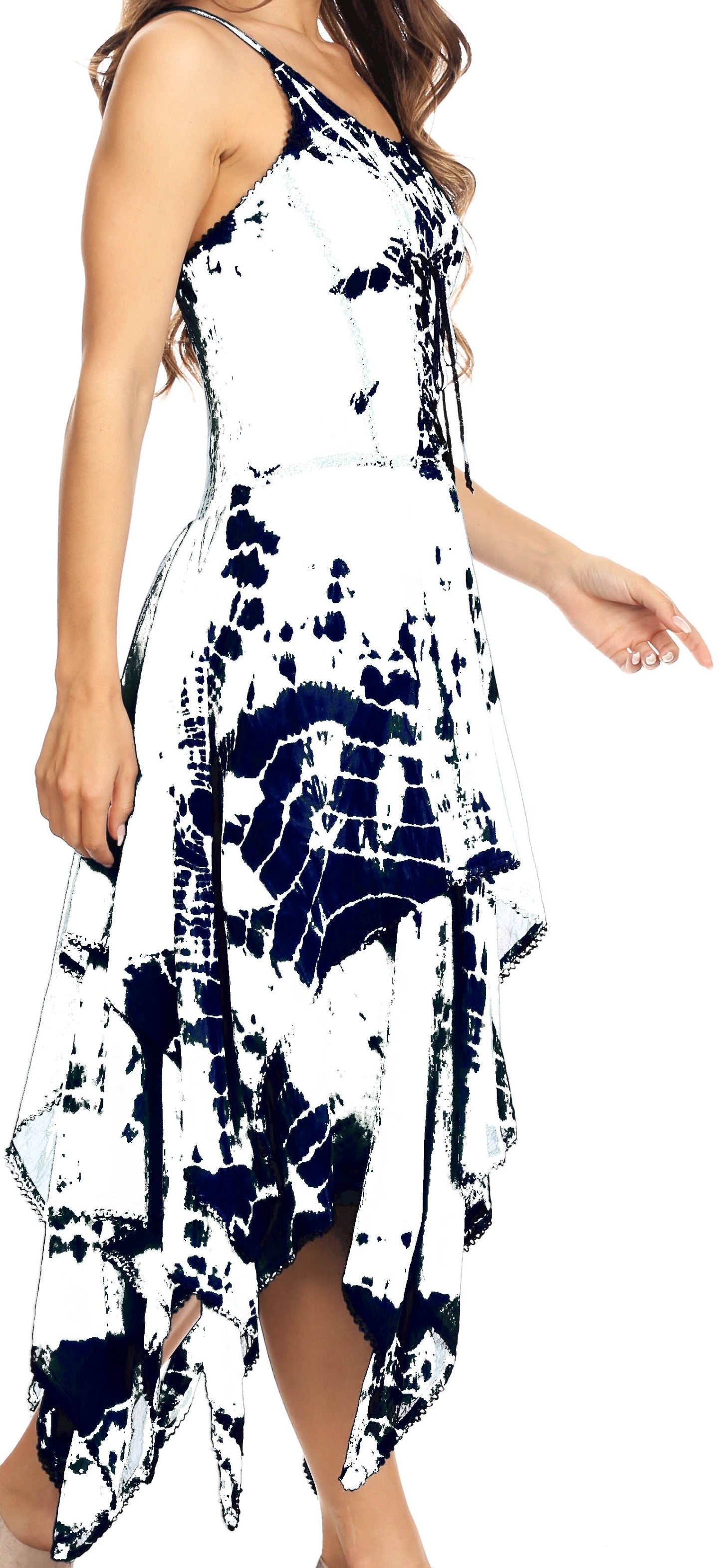 Sakkas Annabella Corset Bodice Handkerchief Hem Dress - Concordia Style Boutique