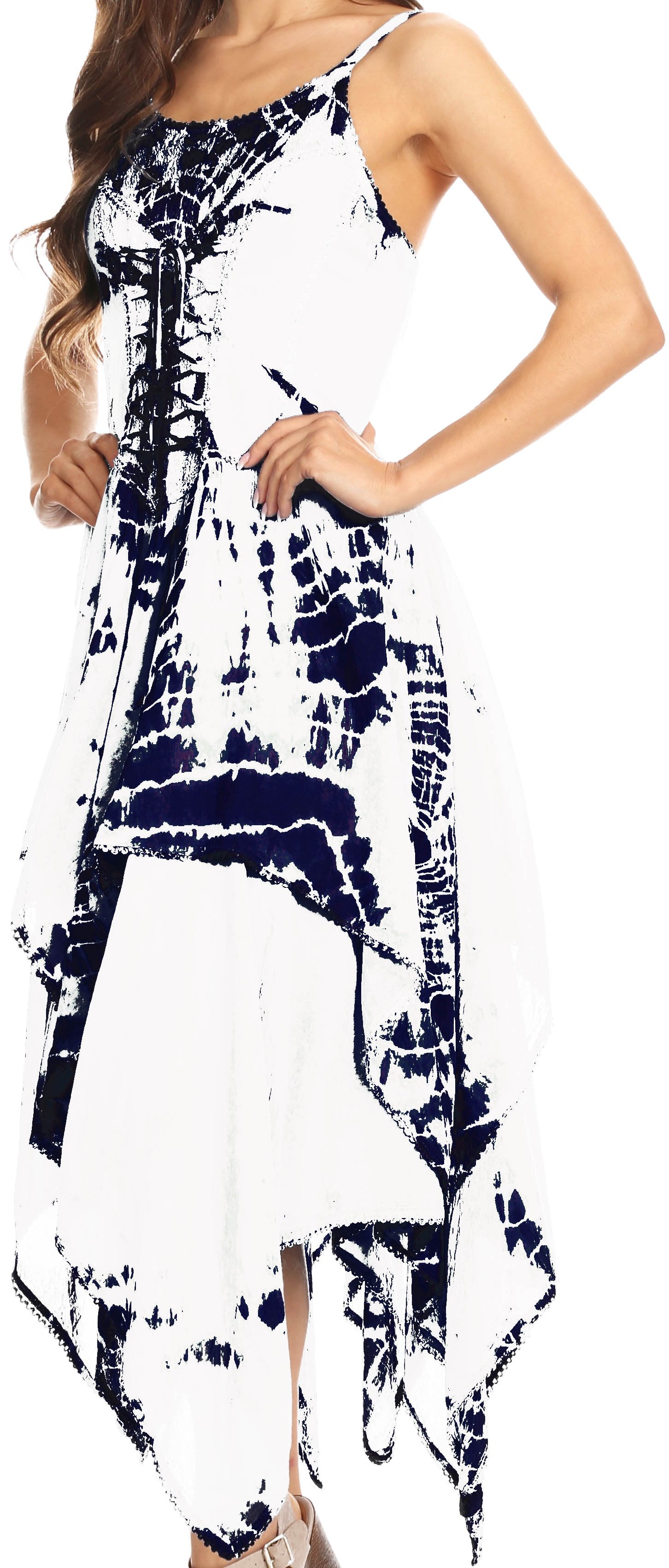 Sakkas Annabella Corset Bodice Handkerchief Hem Dress - Concordia Style Boutique