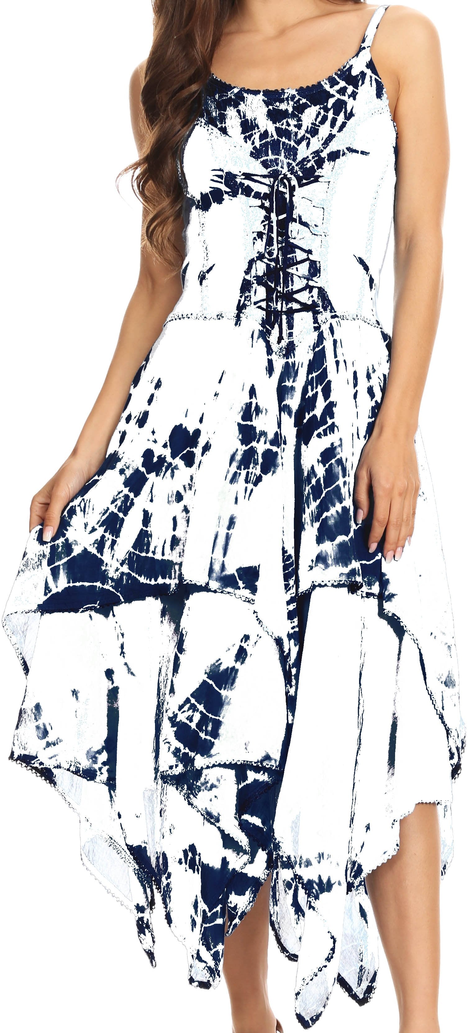 Sakkas Annabella Corset Bodice Handkerchief Hem Dress - Concordia Style Boutique