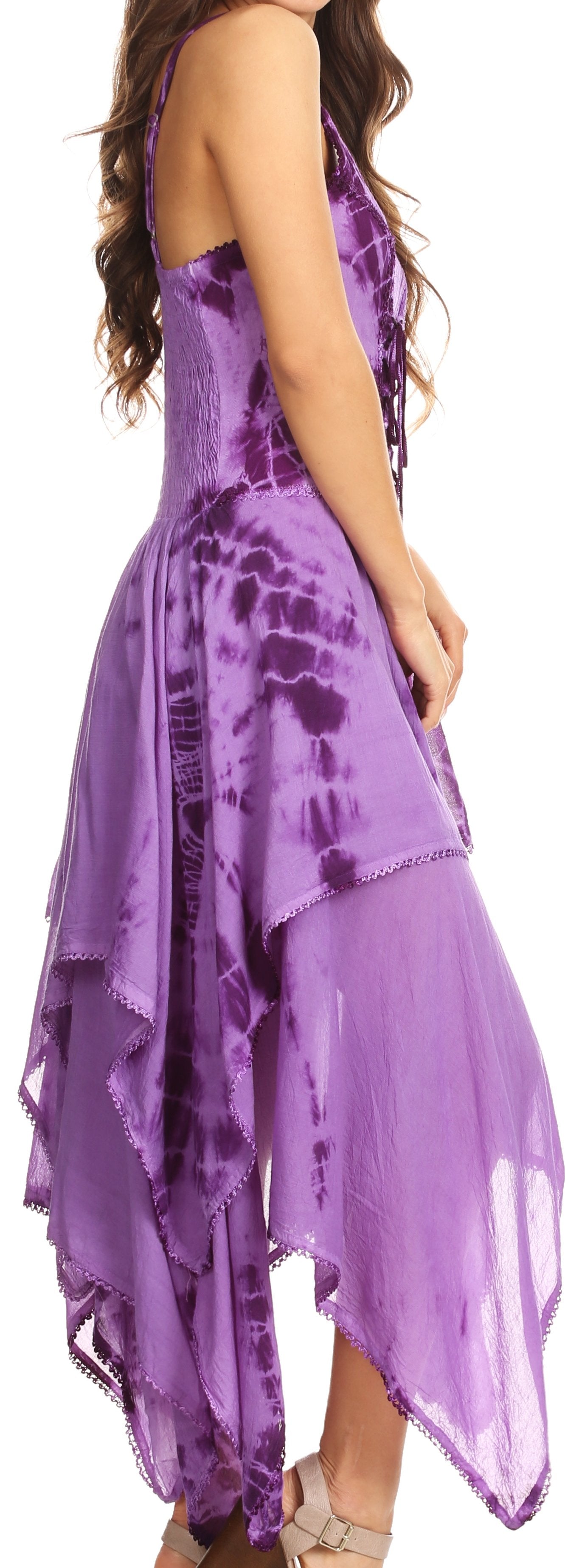 Sakkas Annabella Corset Bodice Handkerchief Hem Dress - Concordia Style Boutique