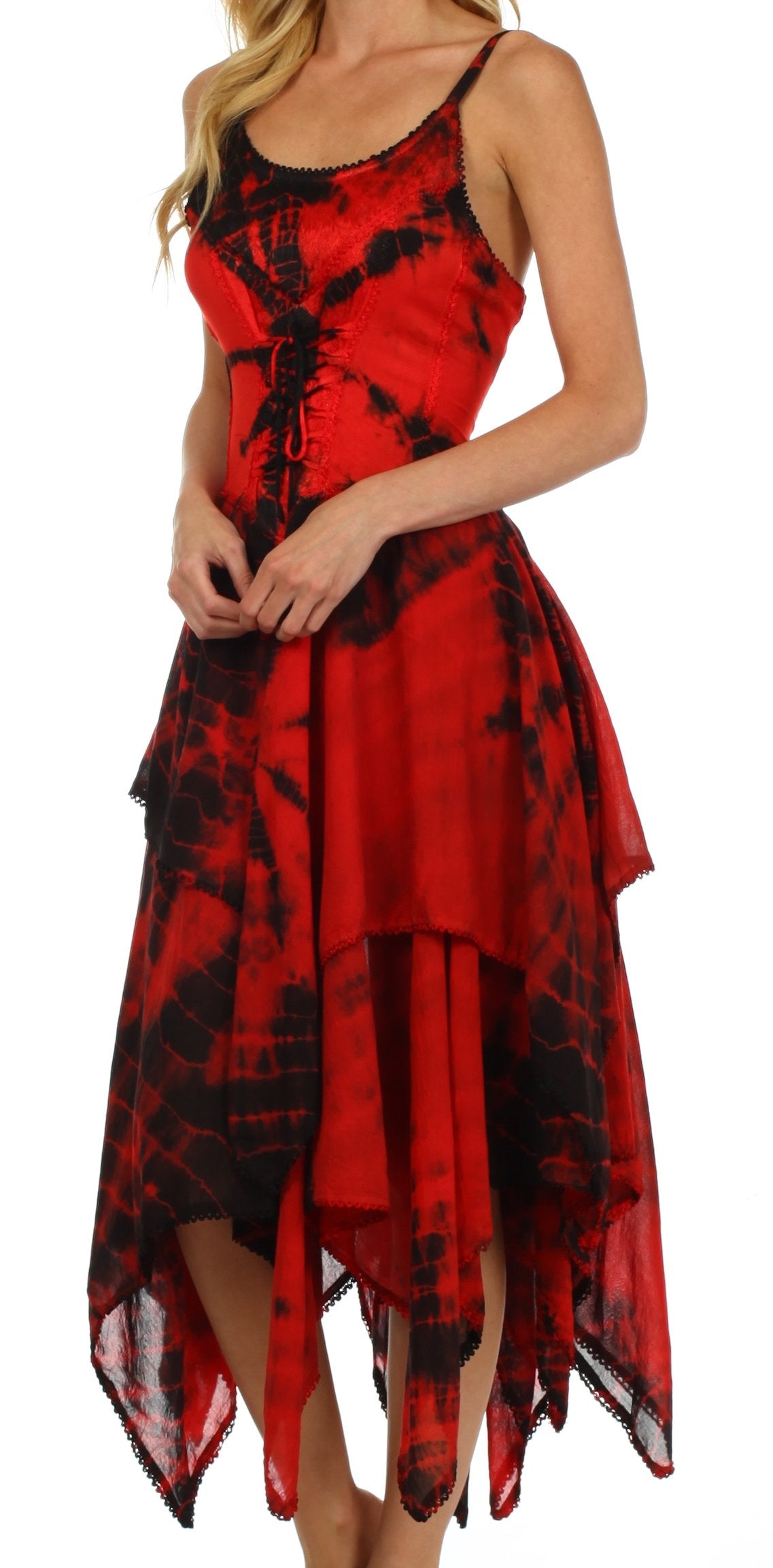 Sakkas Annabella Corset Bodice Handkerchief Hem Dress - Concordia Style Boutique