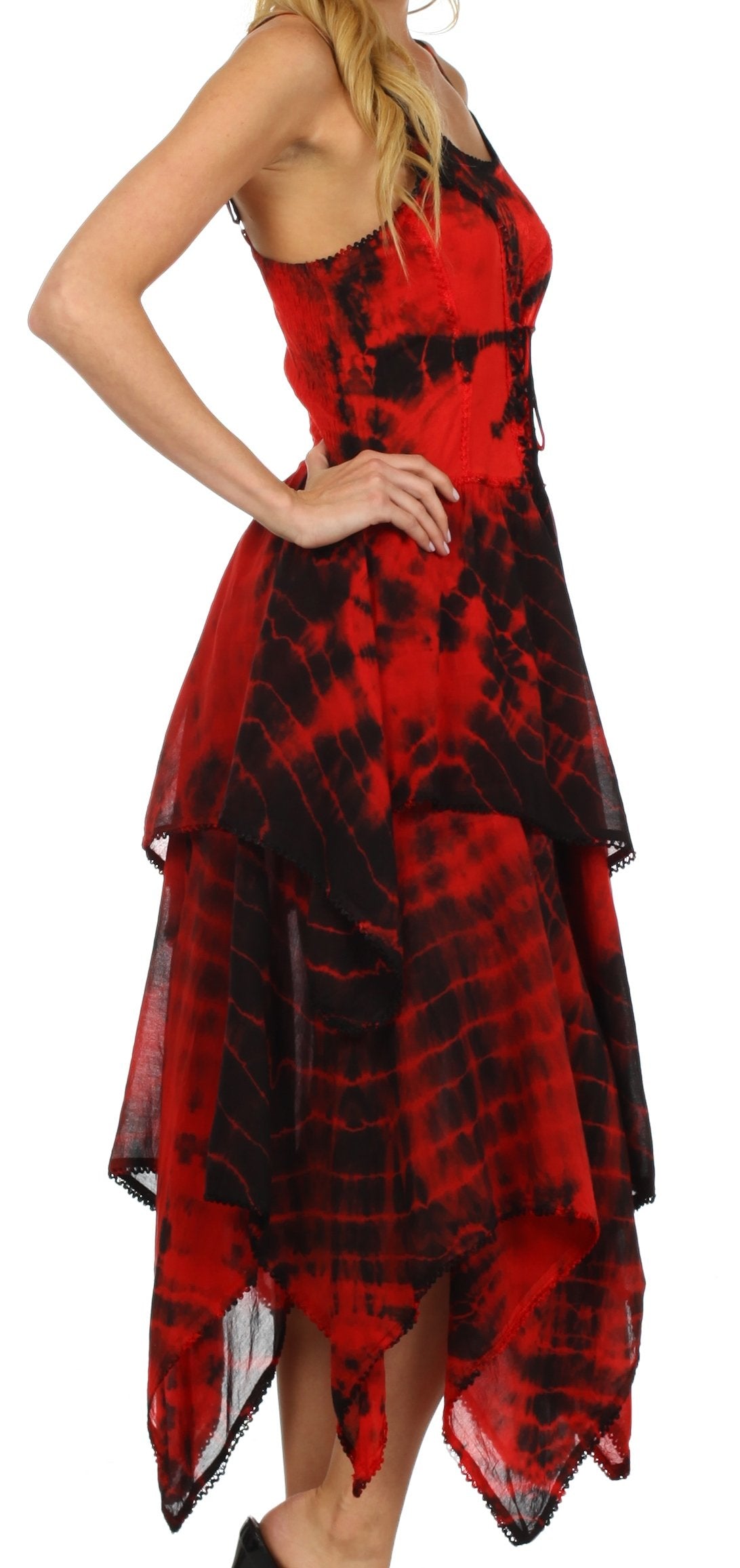 Sakkas Annabella Corset Bodice Handkerchief Hem Dress - Concordia Style Boutique