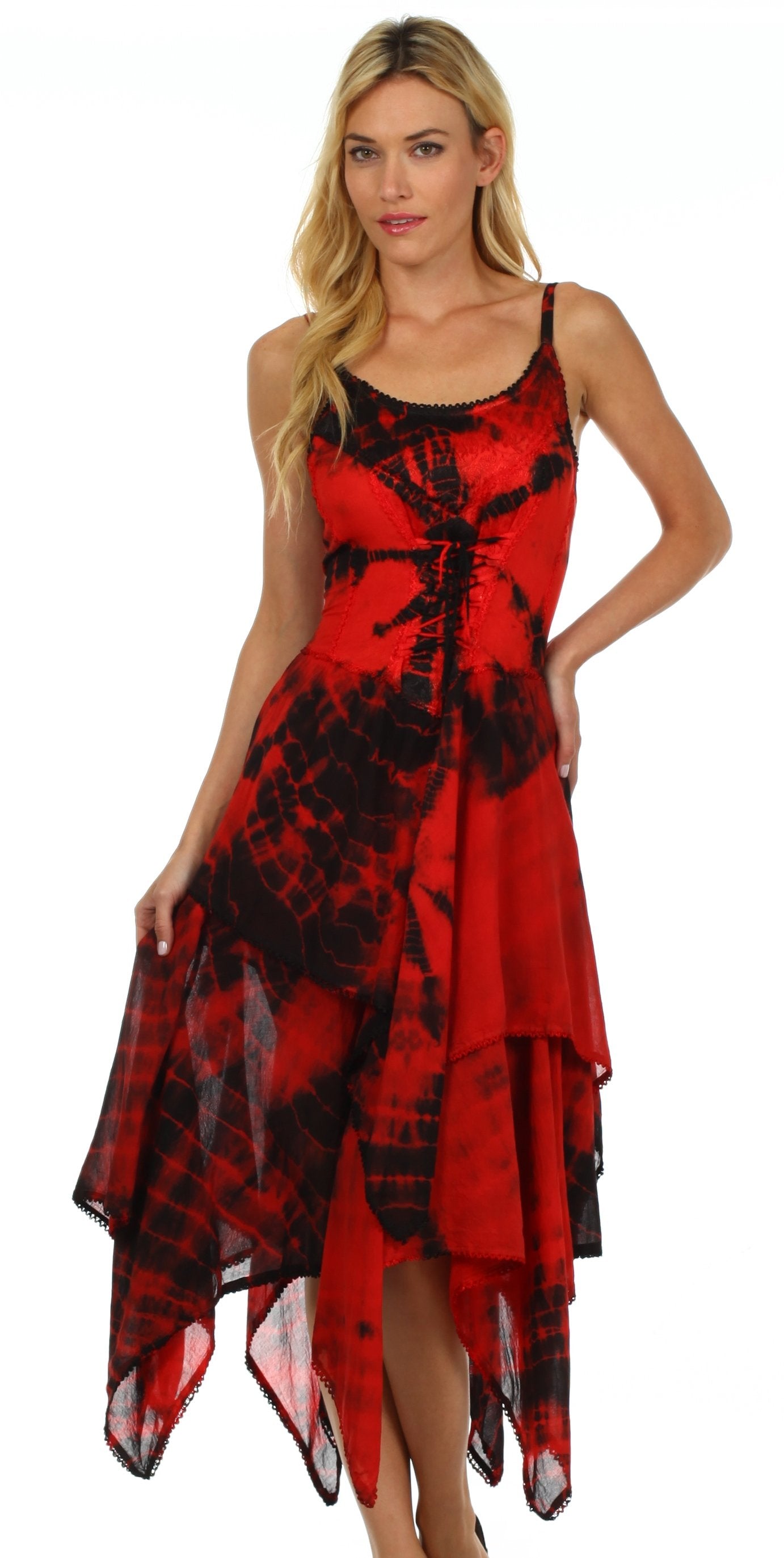 Sakkas Annabella Corset Bodice Handkerchief Hem Dress - Concordia Style Boutique