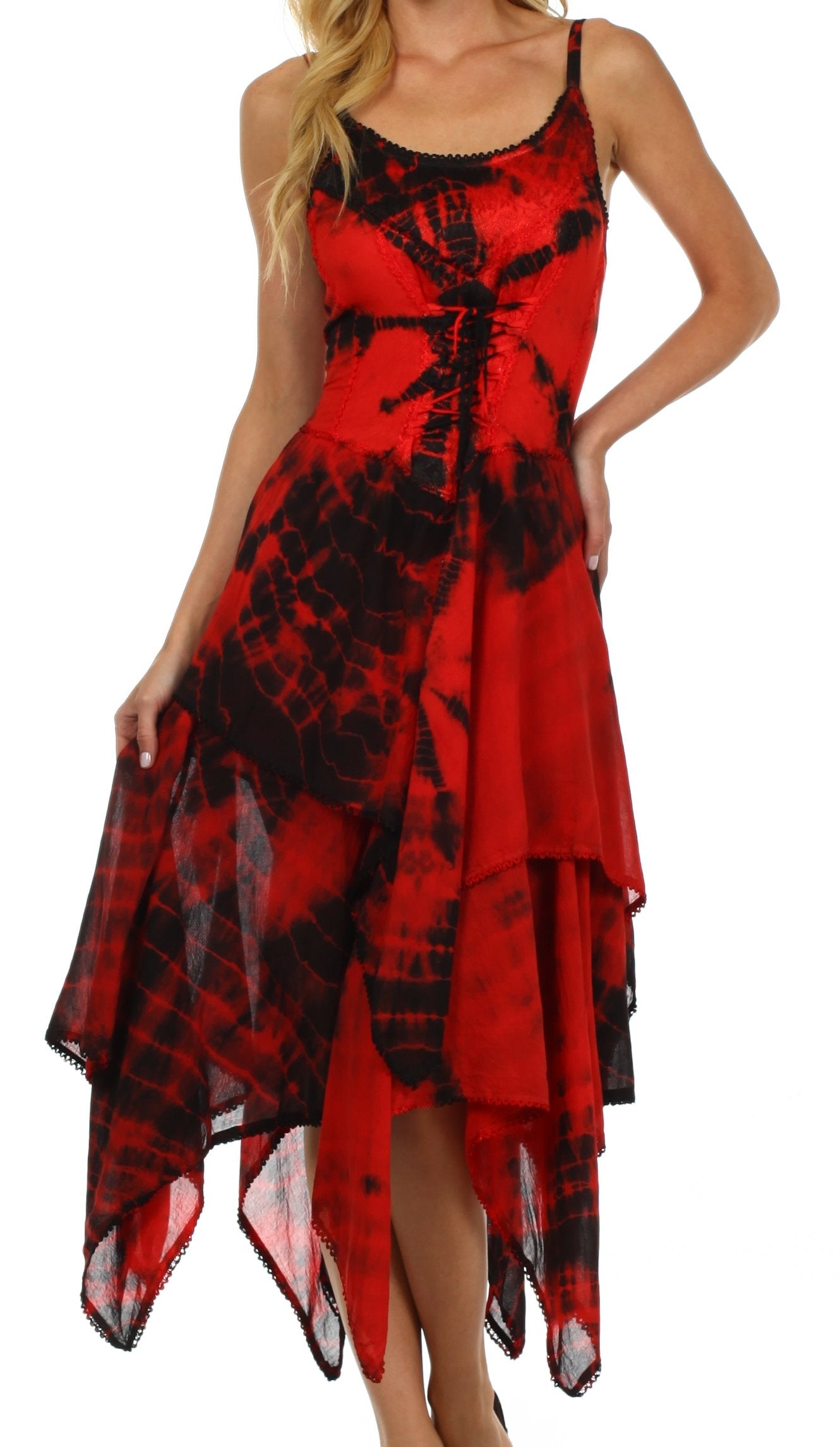 Sakkas Annabella Corset Bodice Handkerchief Hem Dress - Concordia Style Boutique