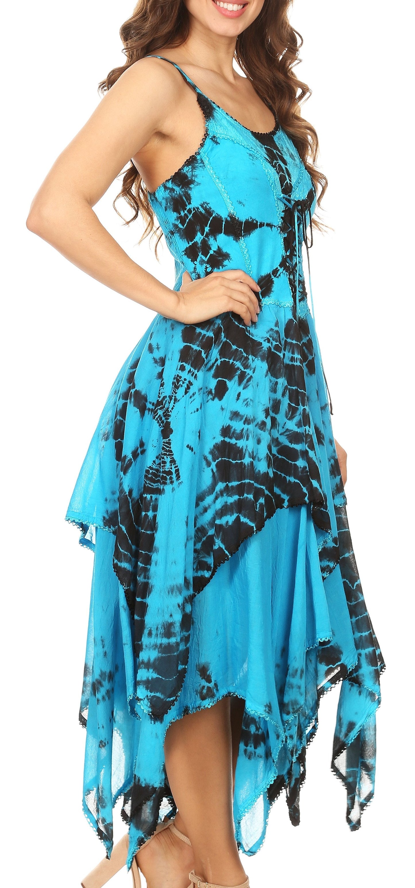 Sakkas Annabella Corset Bodice Handkerchief Hem Dress - Concordia Style Boutique