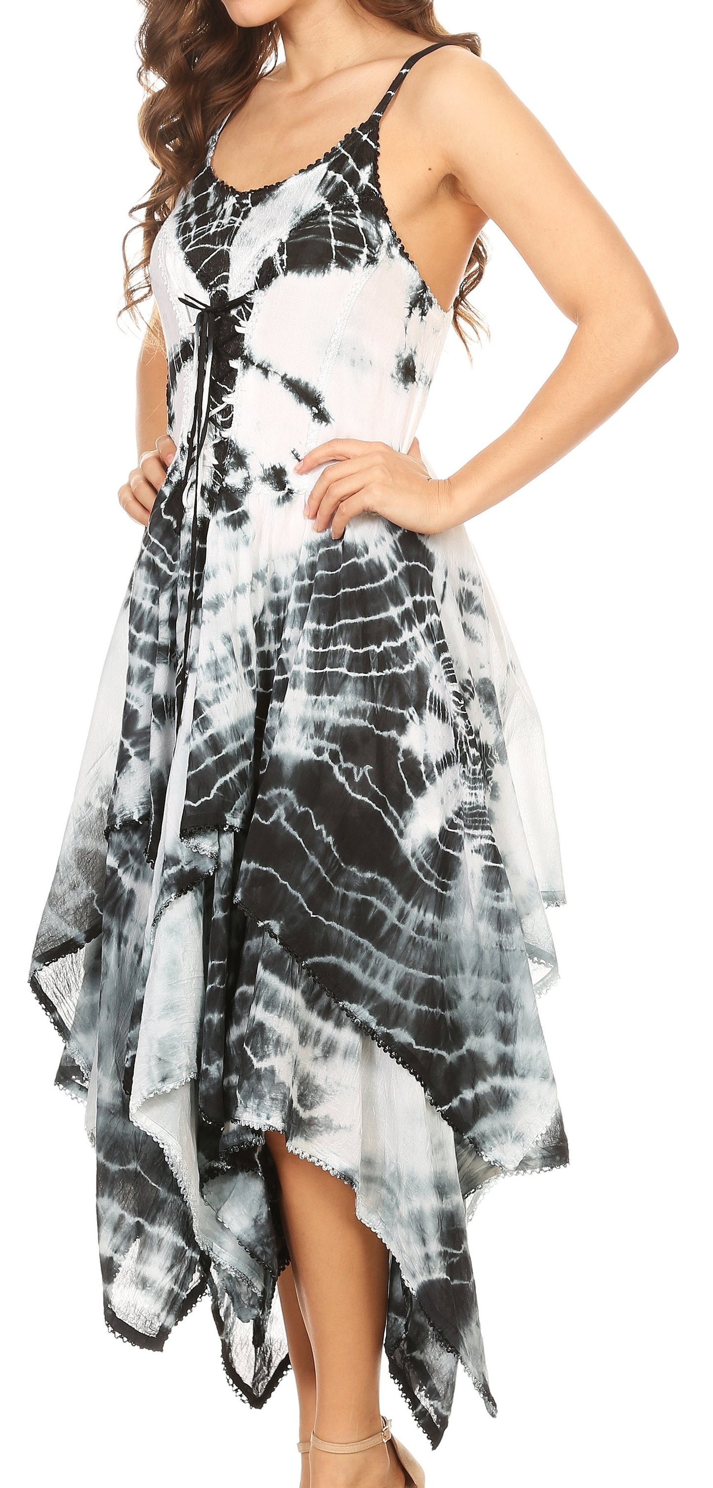 Sakkas Annabella Corset Bodice Handkerchief Hem Dress - Concordia Style Boutique